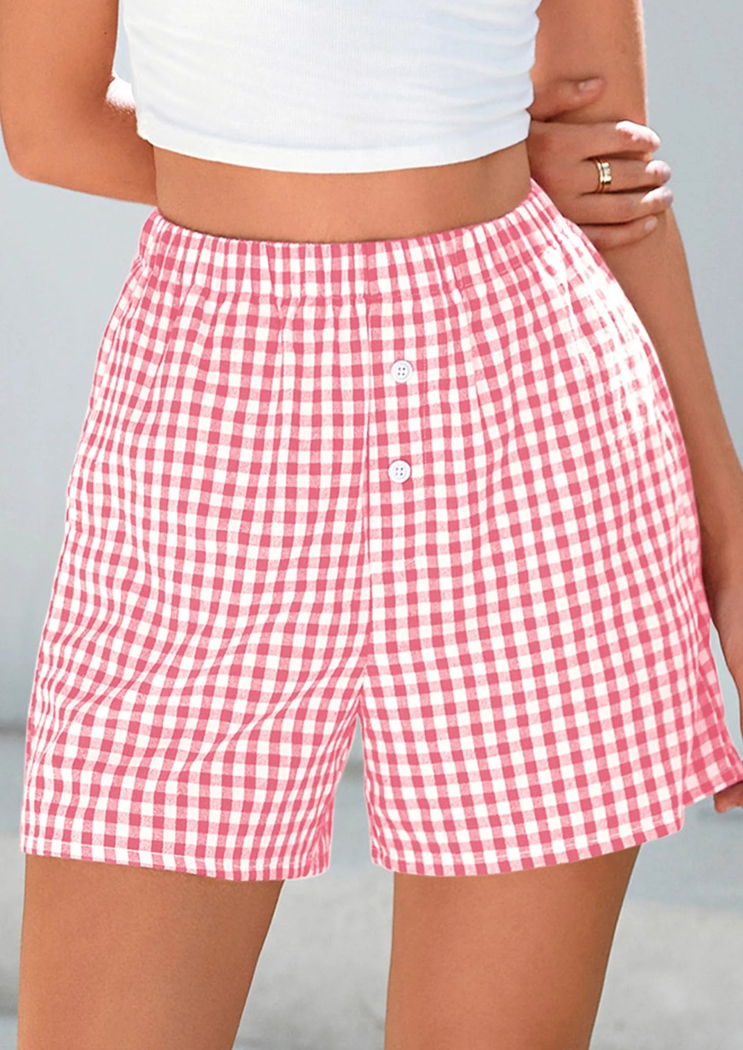 Womens Shorts Boxers Summer Gingham Pajama Lounge Sleep Y2K Plaid Pj Shorts Beach Bottoms