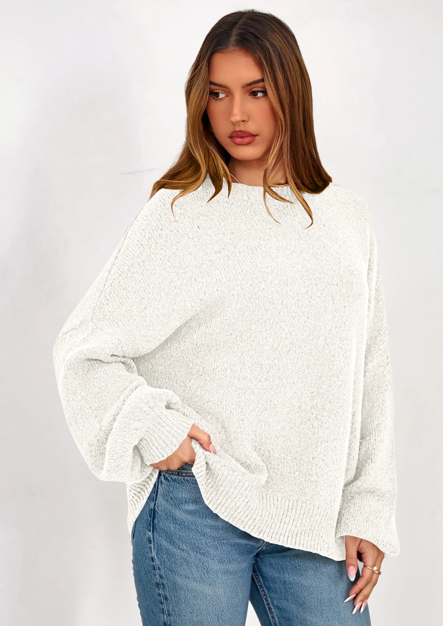 Sweaters for Women Fall Chunky Knit Long Sleeve Crew Neck Oversized Pullover Tops Winter Fashion Clothing