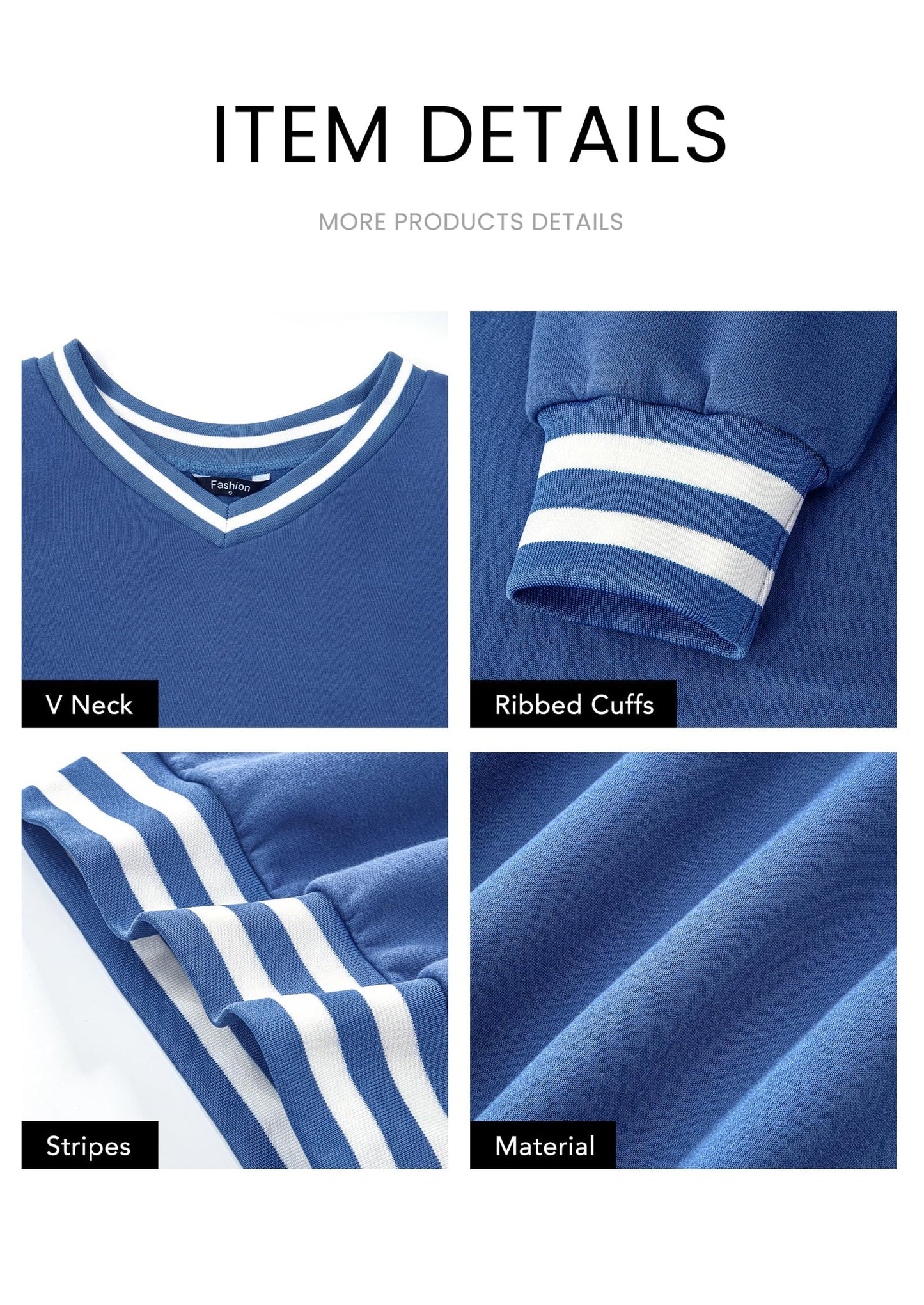 Women's Oversized Sweatshirts Casual Long Sleeve Stripes Knit V Neck Pullover Top Fall Teens Preppy Clothes