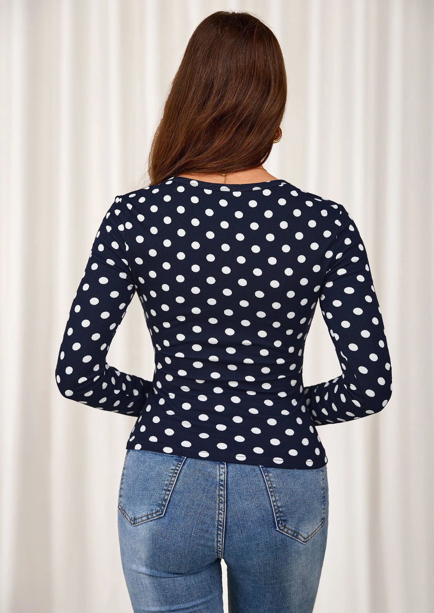 Women's Fall Long Sleeve Henley T Shirts Button Ribbed Knit Slim Fit Basic Tops Blouse Casual Outfits