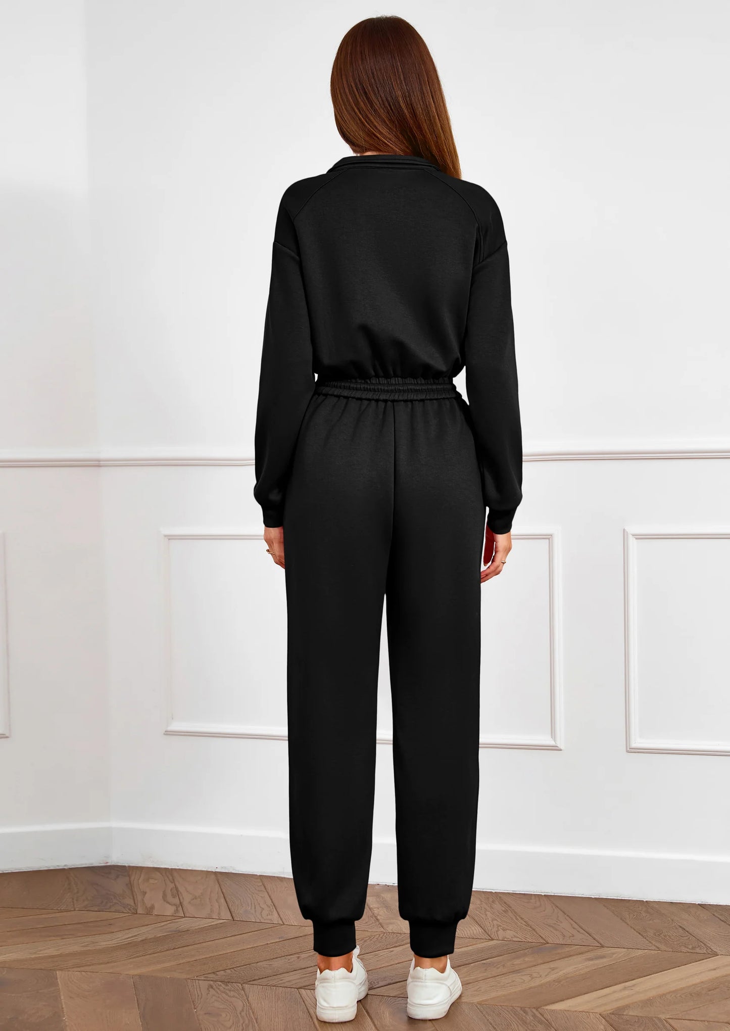 Long Sleeve Jumpsuits for Women Casual  Fall Fashion Zip Up Pant Rompers One Piece Sweatsuits Travel Outfits