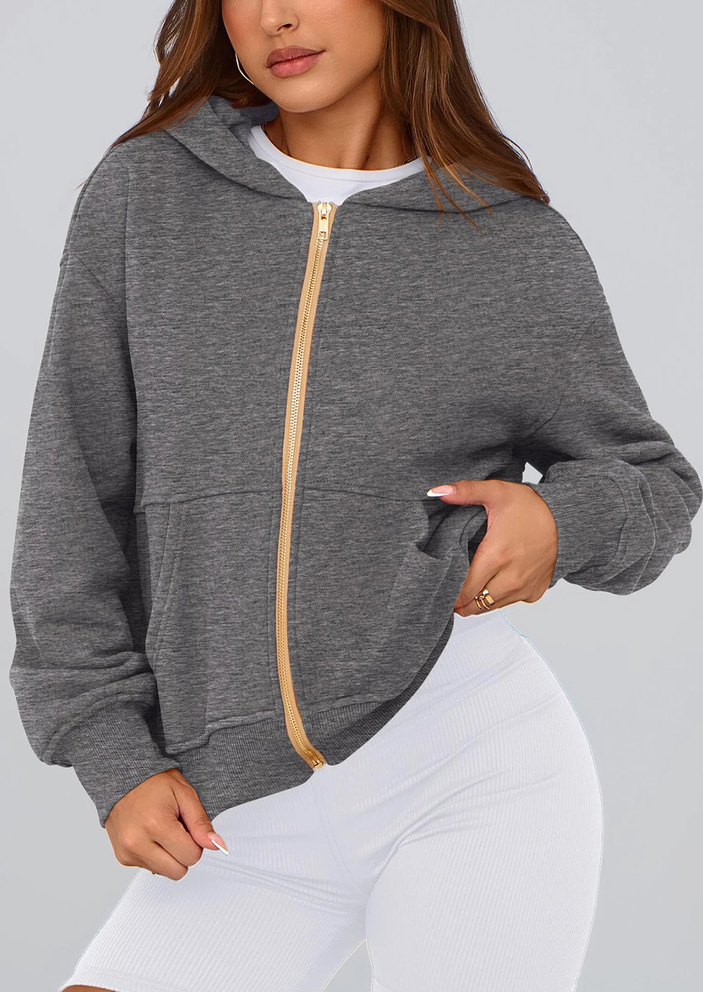 Hoodies For Women Sweatshirt Zip Up Hoodie Fall Fashion Trendy Long Sleeve Jackets Winter Clothing Outfits