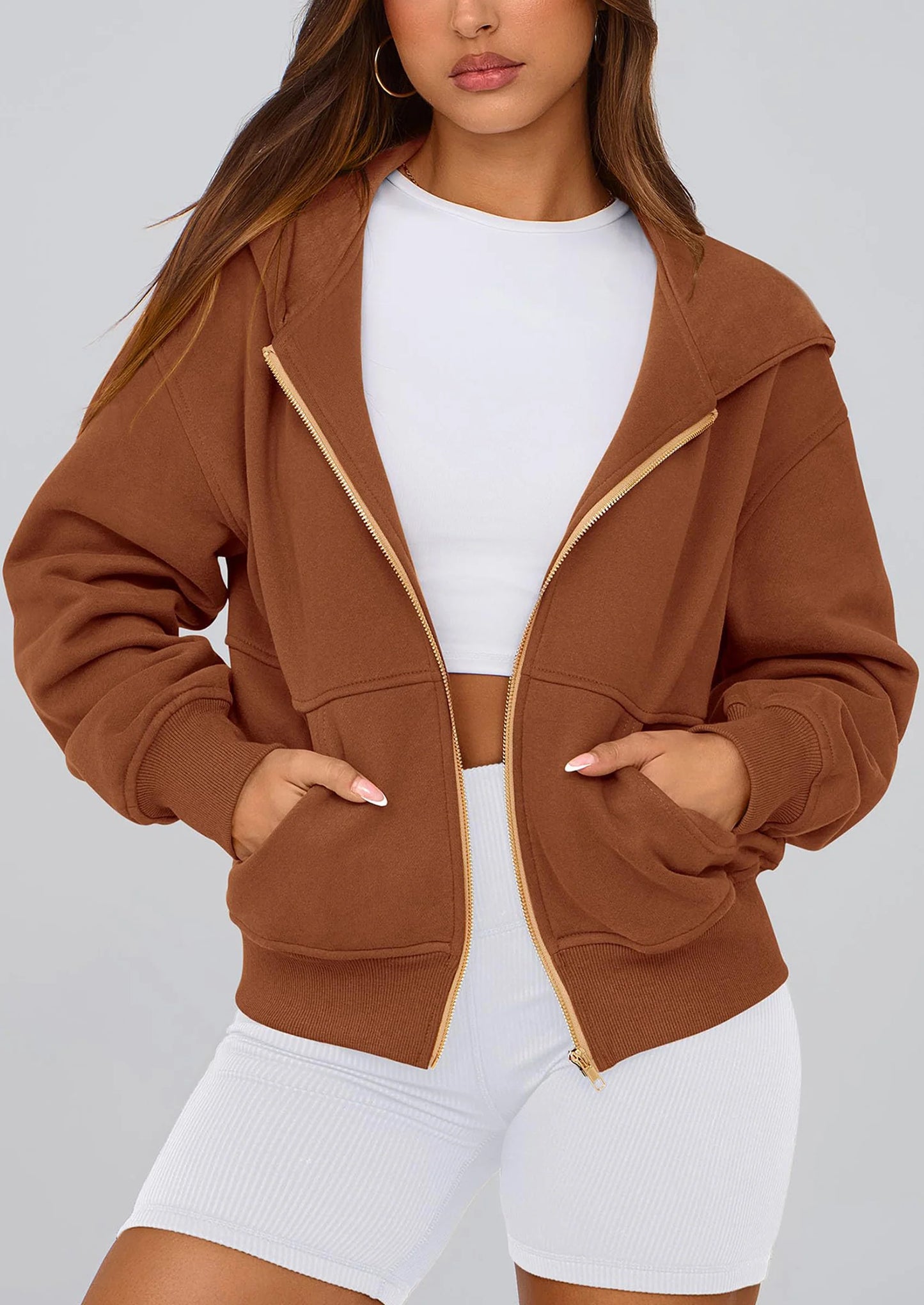 Hoodies For Women Sweatshirt Zip Up Hoodie Fall Fashion Trendy Long Sleeve Jackets Winter Clothing Outfits