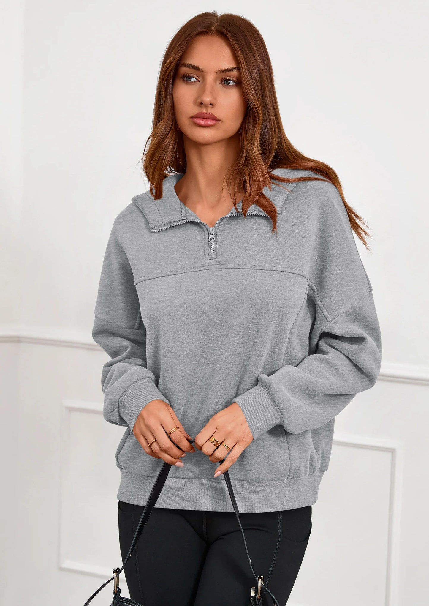 Womens Hoodies Cropped Fleece Sweatshirts Fall Fashion Quarter Zip Pullover Long Sleeve Tops Winter Clothes