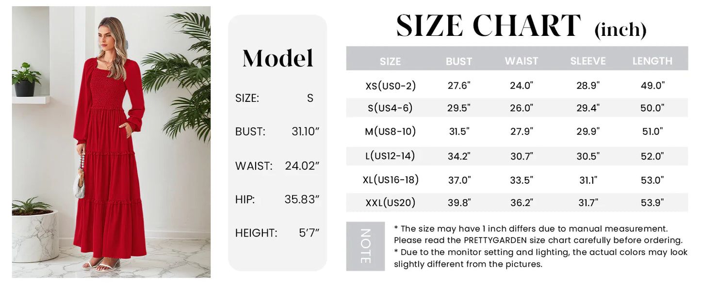Fall Wedding Guest Dresses for Women Long Sleeve Square Neck Tiered A Line Modest Elegant Flowy Dresses