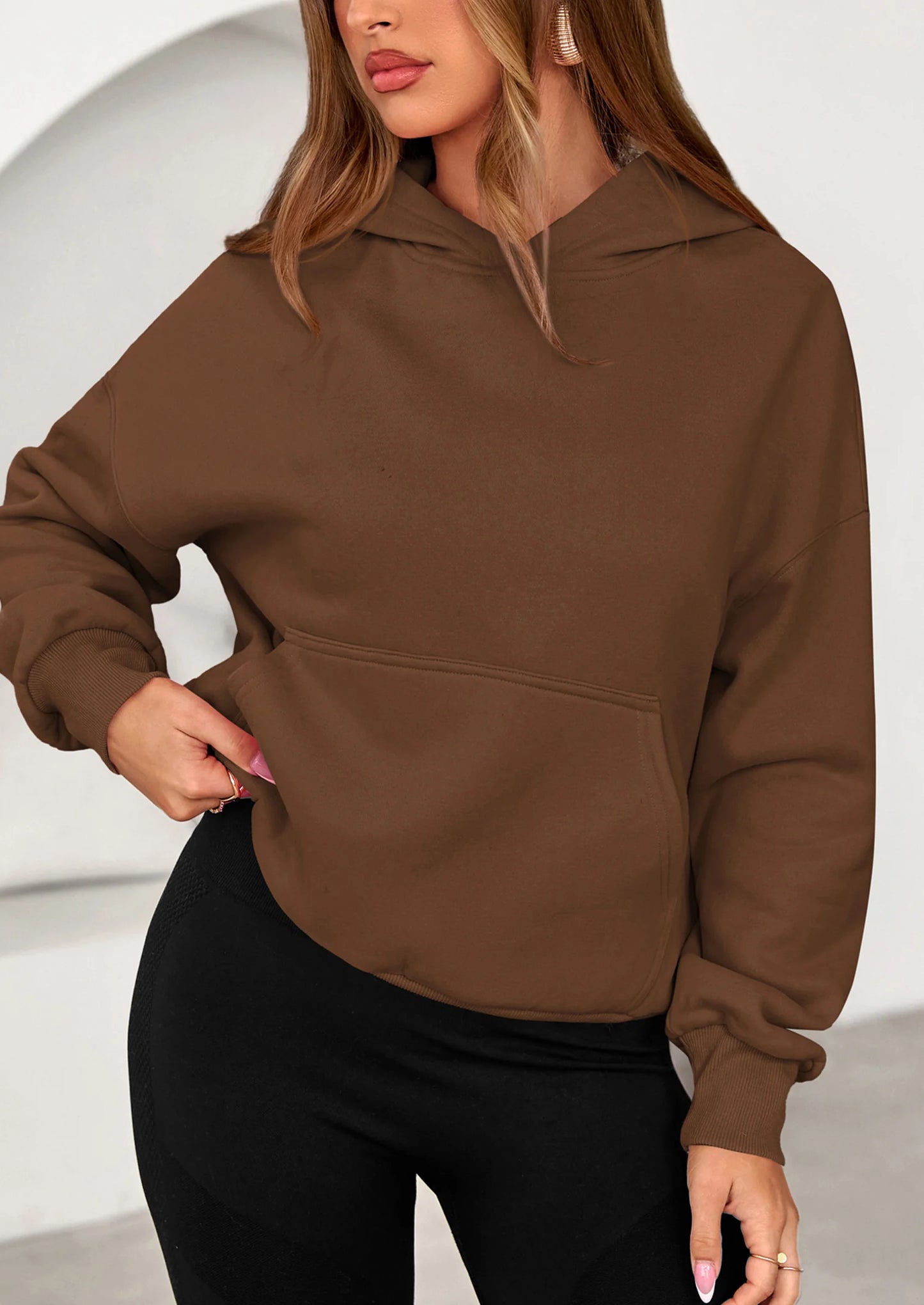 Women's Fall Hooded Sweatshirts Long Sleeve Half Zip Cropped Hoodies Pullover Winter Fashion Clothes