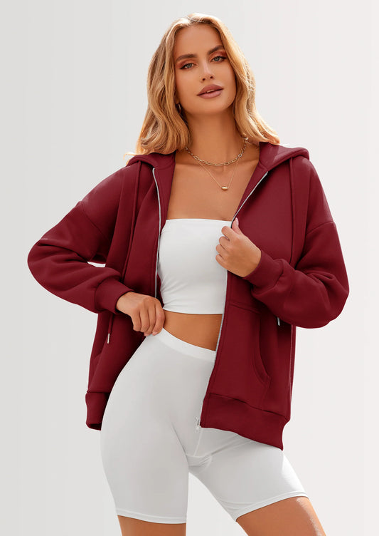 Women's Zip Up Y2K Hoodies Casual Long Sleeve Sweatshirts Fall Spring Track Jackets with Pockets