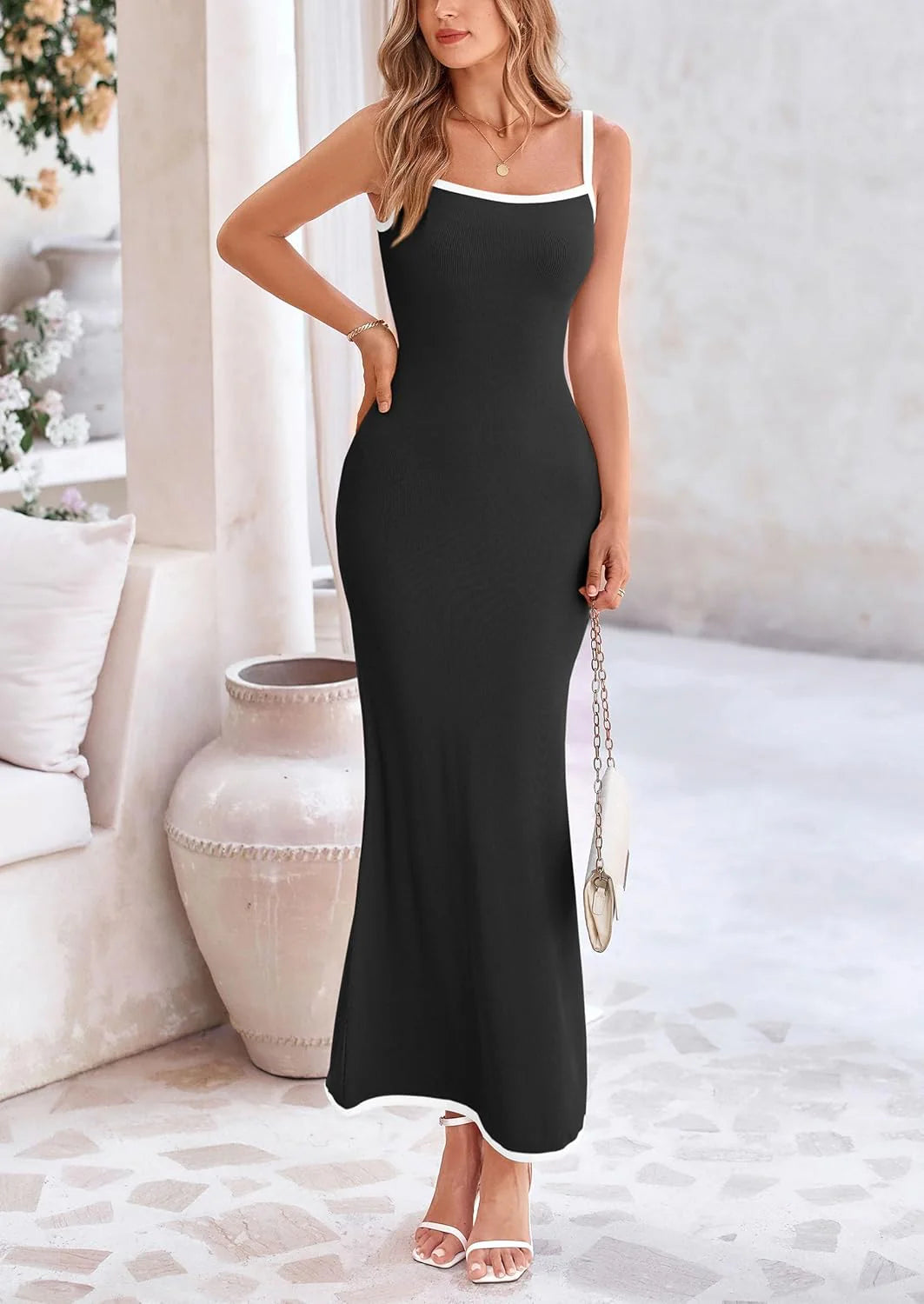 Spring Dresses for Women Summer Resort Wear Sexy Bodycon Sundress Spaghetti Strap Vacation Maxi Dress
