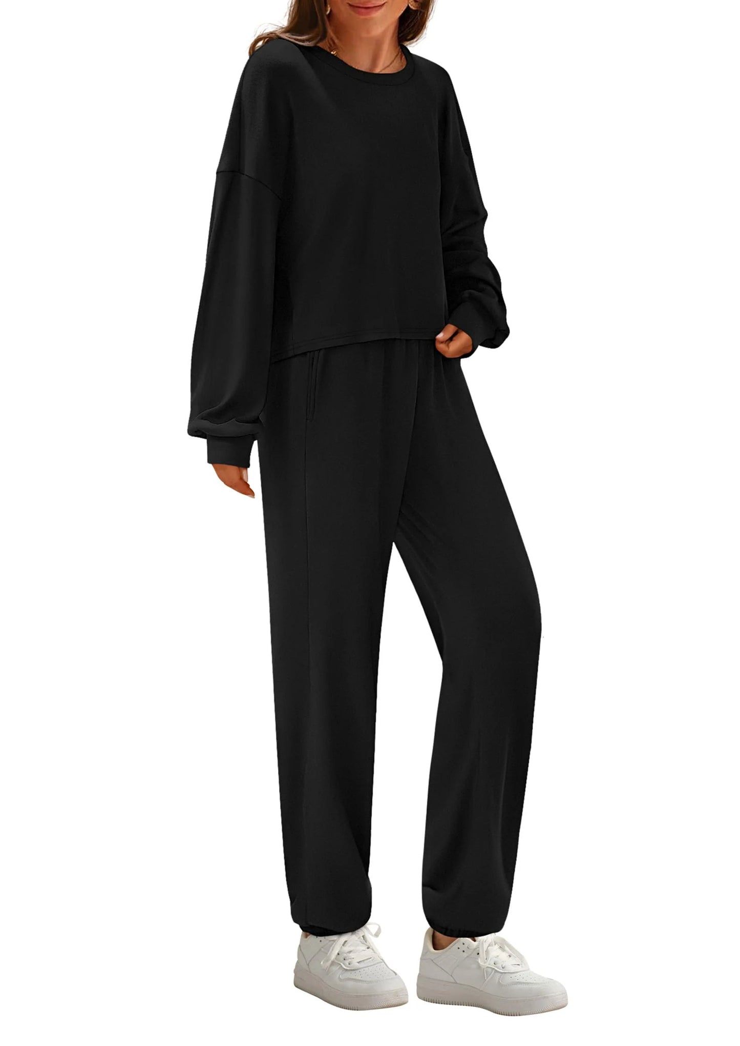 Women's Two Piece Outfits Lounge Sets Long Sleeve Pullover Tops Sweatpants Fall Fashion Matching Clothing