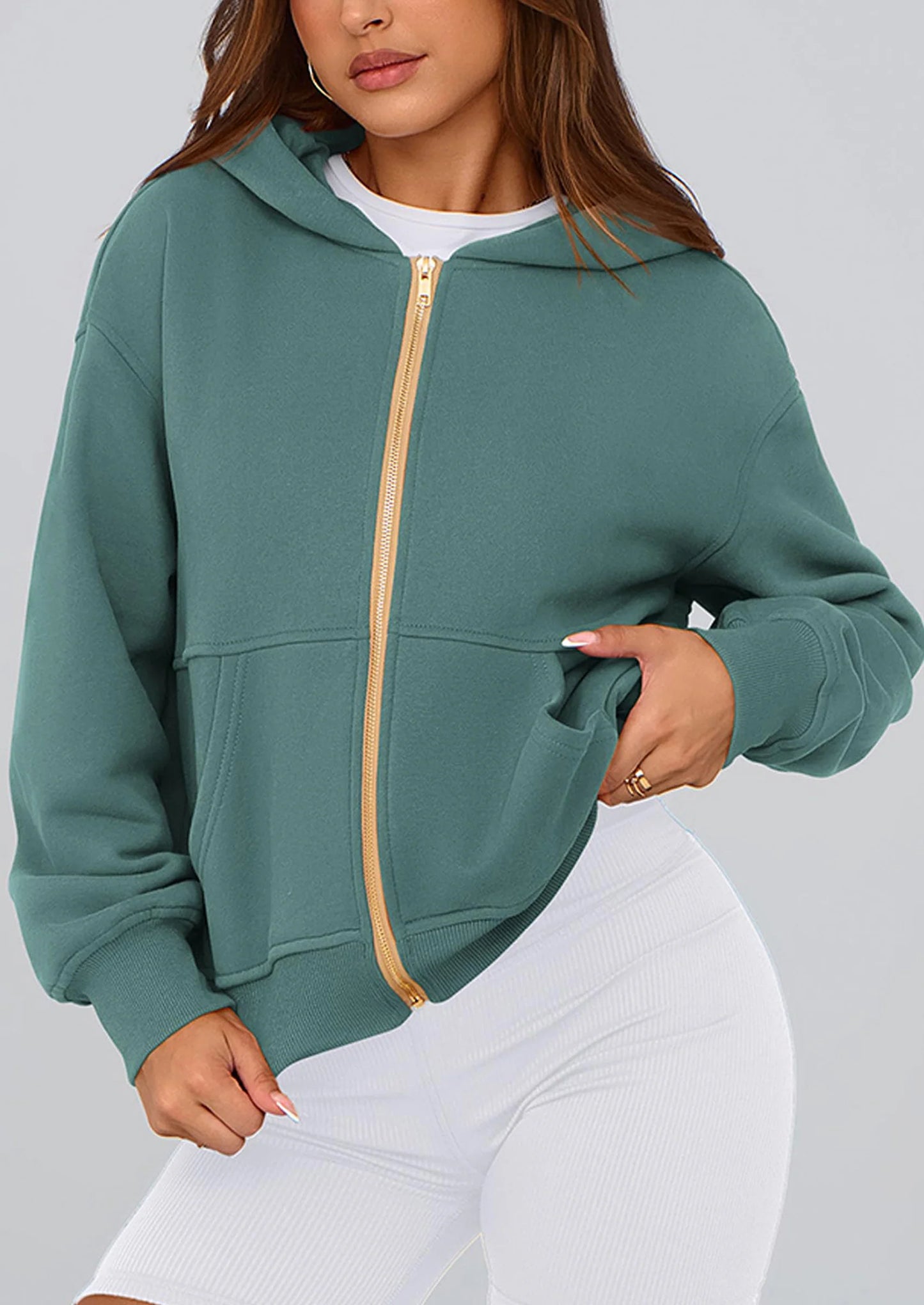Hoodies For Women Sweatshirt Zip Up Hoodie Fall Fashion Trendy Long Sleeve Jackets Winter Clothing Outfits