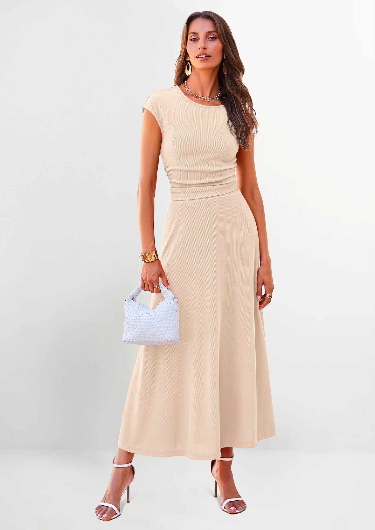 Summer Two Piece Skirt Set for Women Dressy Casual Knit Matching Travel Spring Vacation Lounge Outfits