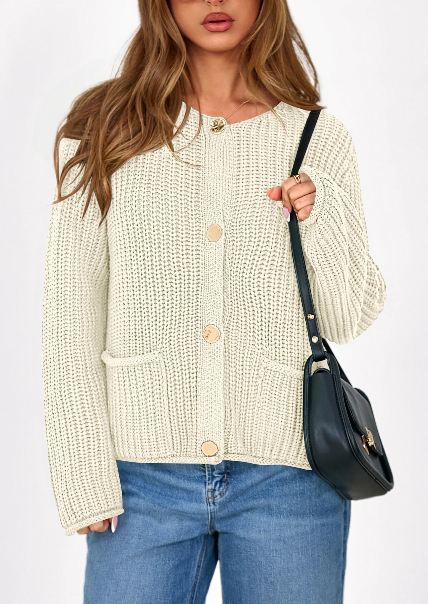 Cardigan Sweaters for Women Trendy Oversized Knit Chunky Button Cardigans Fall Winter Outfits with Pockets