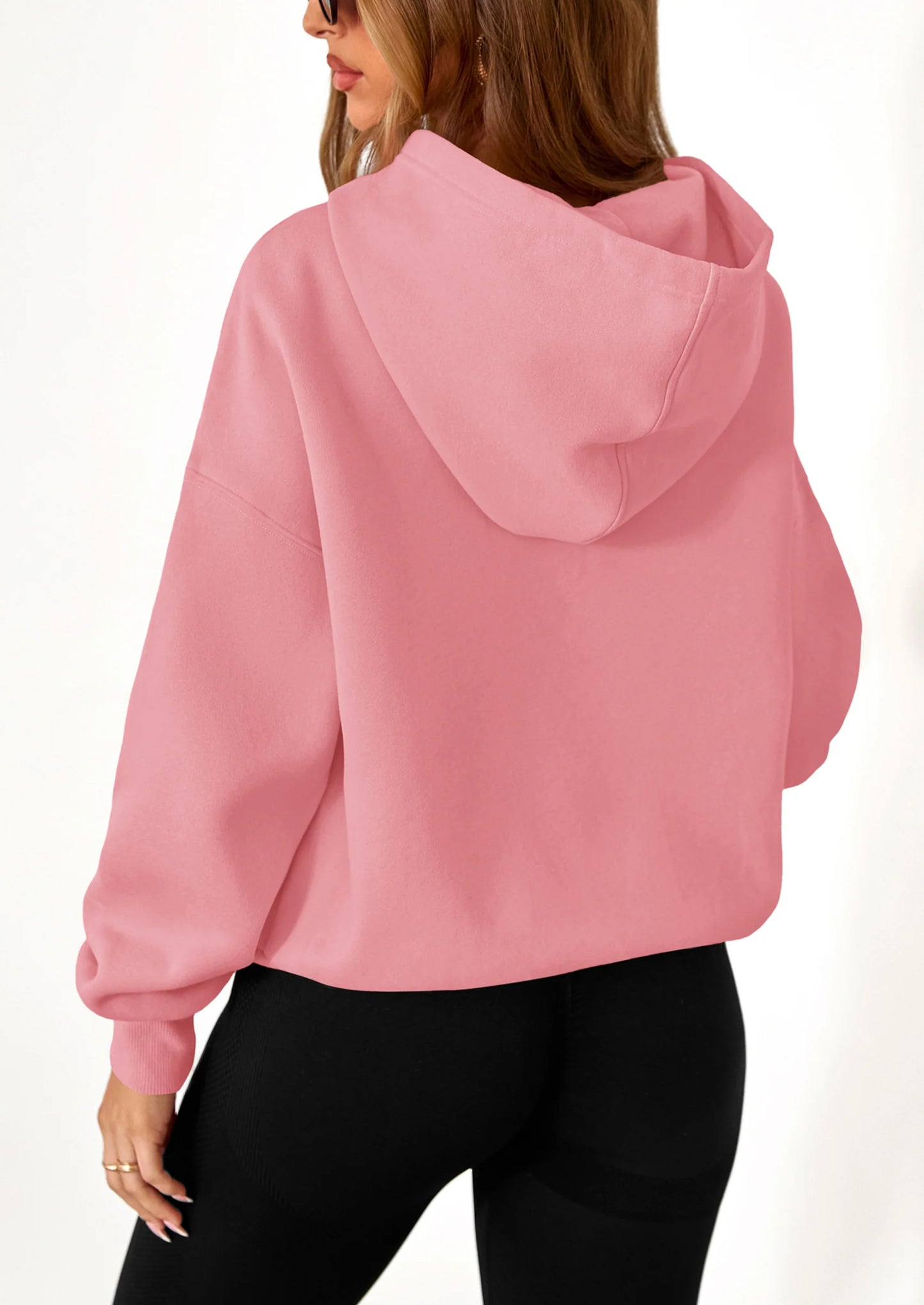 Women's Fall Hooded Sweatshirts Long Sleeve Half Zip Cropped Hoodies Pullover Winter Fashion Clothes