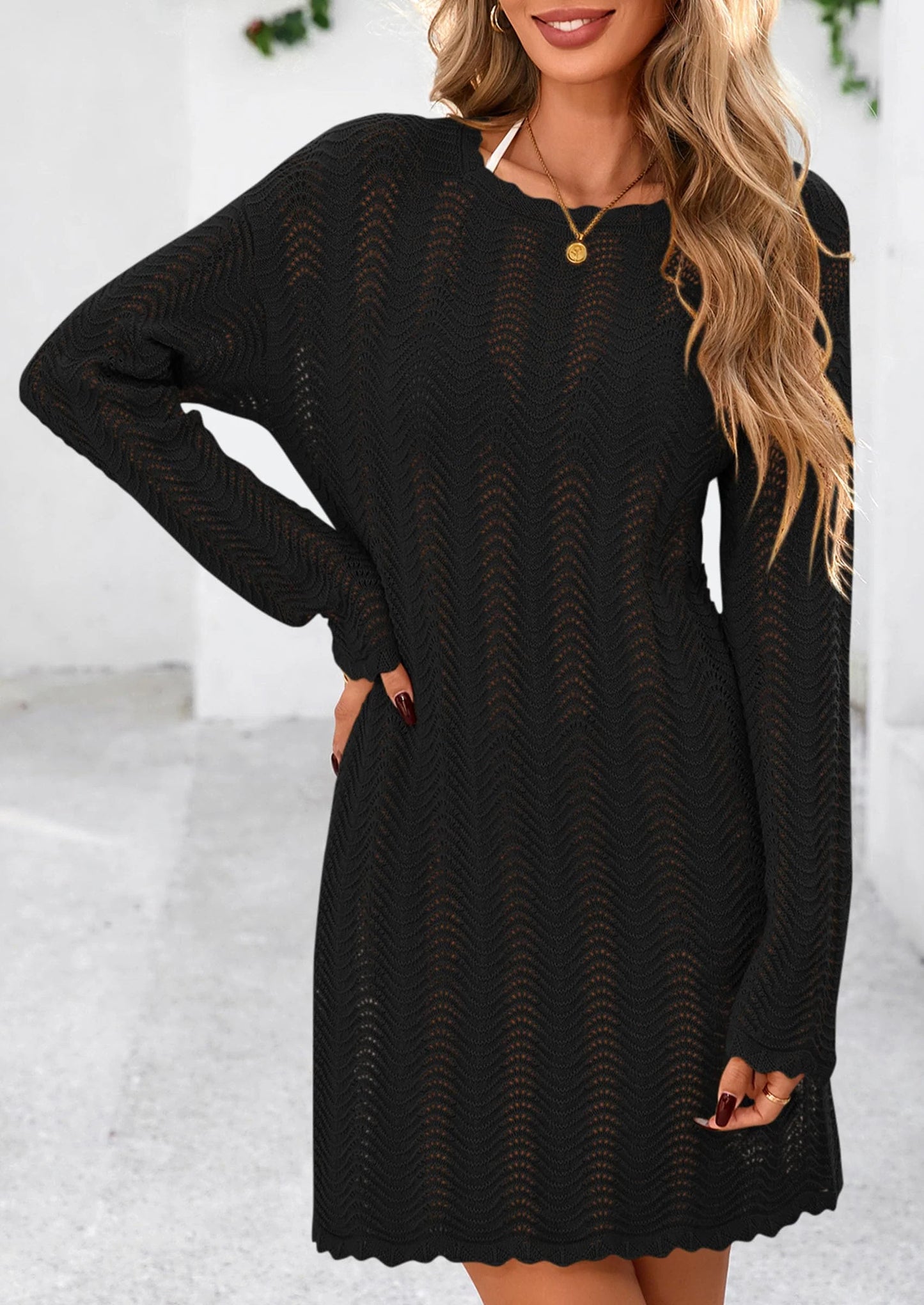 Women's Swimsuit Cover Up Summer Bathing Suit Swimwear Crochet Knit Dress Fashion Beach Vacation Clothes