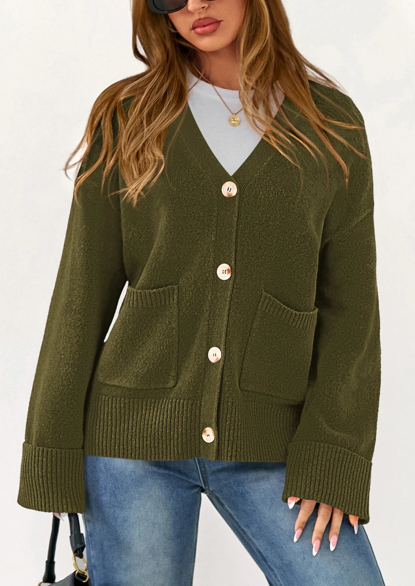 Women's Oversized Cardigan Sweaters Trendy Chunky Knit Long Sleeve V Neck Button Down Fall Winter Outfits
