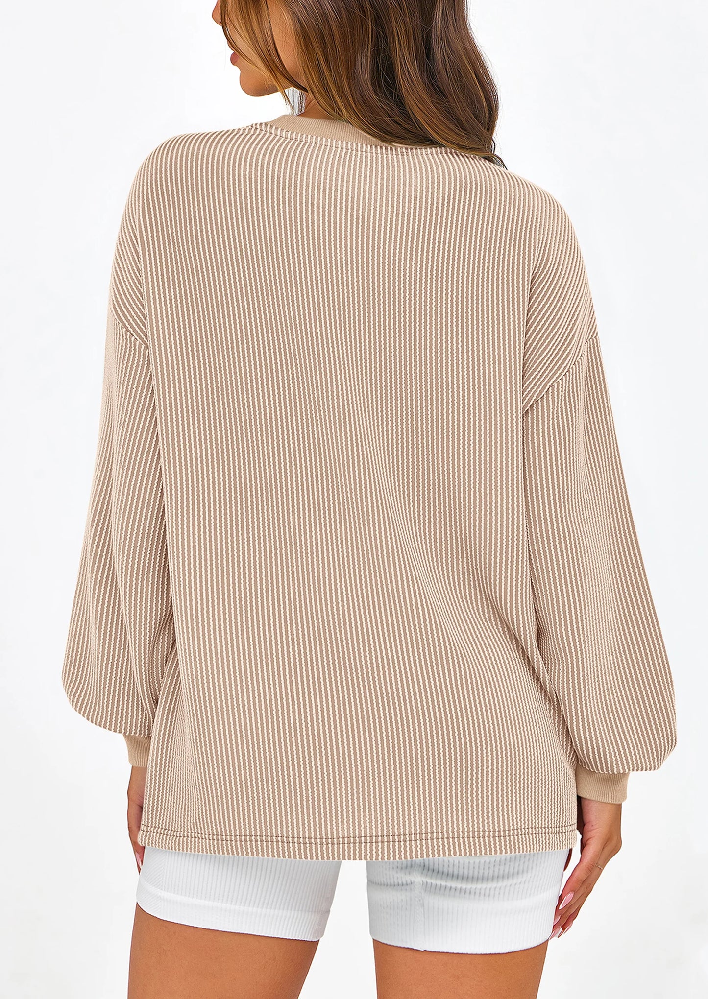 Women's Long Sleeve Tee Shirts Spring Fall Trendy Clothes Casual Loose Crewneck Ribbed Blouse Tunic Tops