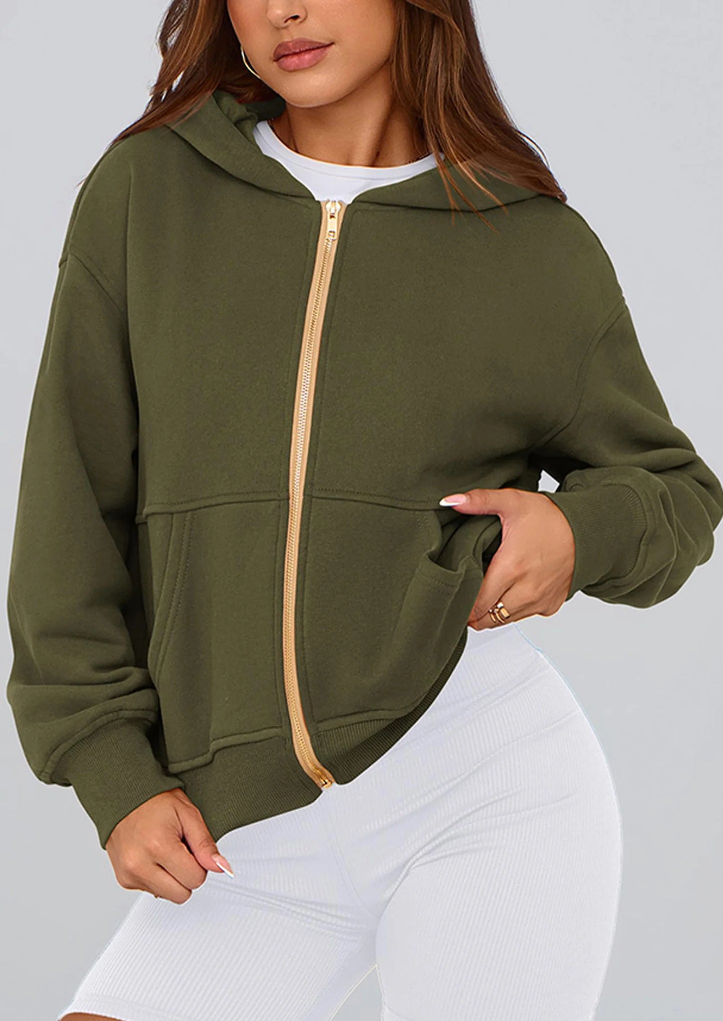 Hoodies For Women Sweatshirt Zip Up Hoodie Fall Fashion Trendy Long Sleeve Jackets Winter Clothing Outfits