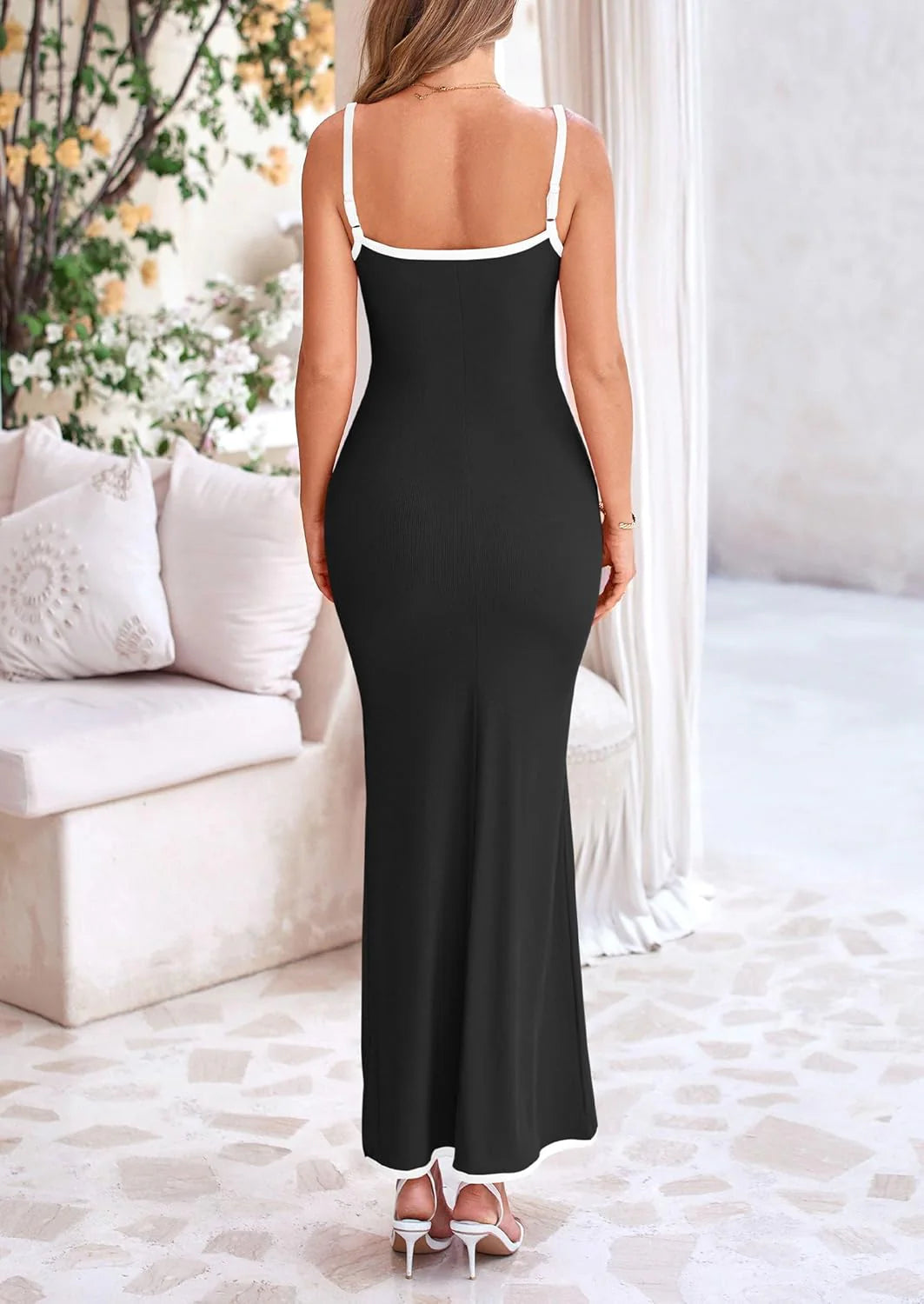 Spring Dresses for Women Summer Resort Wear Sexy Bodycon Sundress Spaghetti Strap Vacation Maxi Dress
