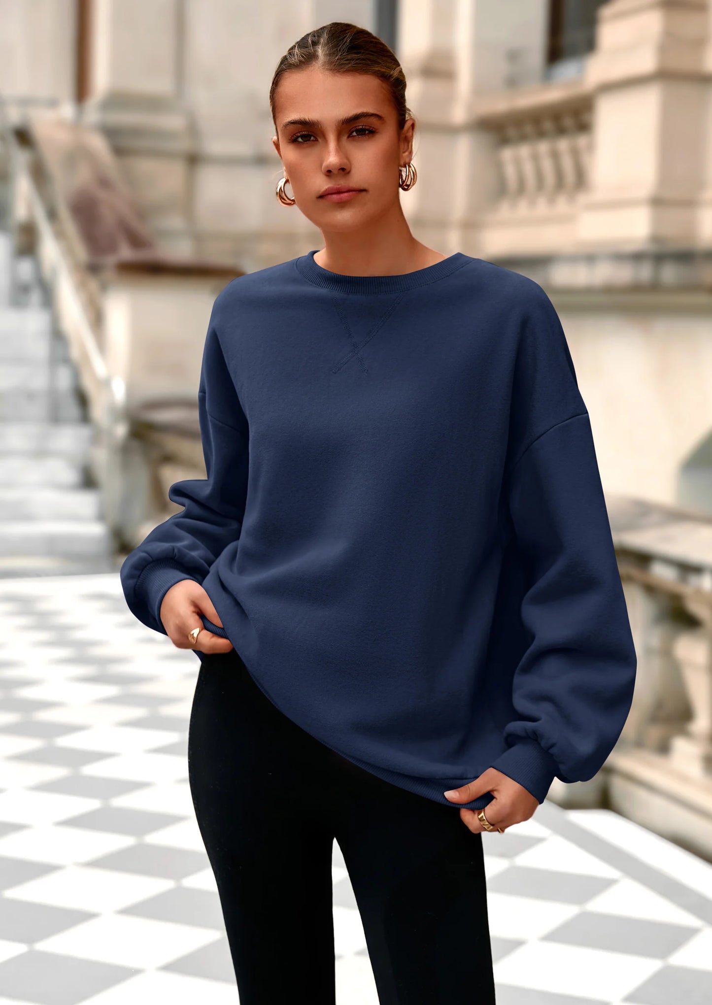 Oversized Sweatshirt for Women Fall Outfits Crewneck Long Sleeve Tops Fleece Pullover Winter Clothing