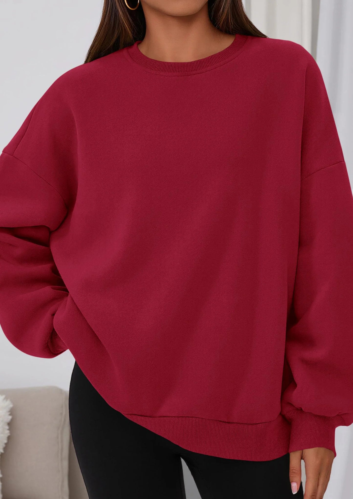 Sweatshirts for Women Oversized Crewneck Fleece Pullover Long Sleeve Tops Comfy Fall Winter Fashion Outfits