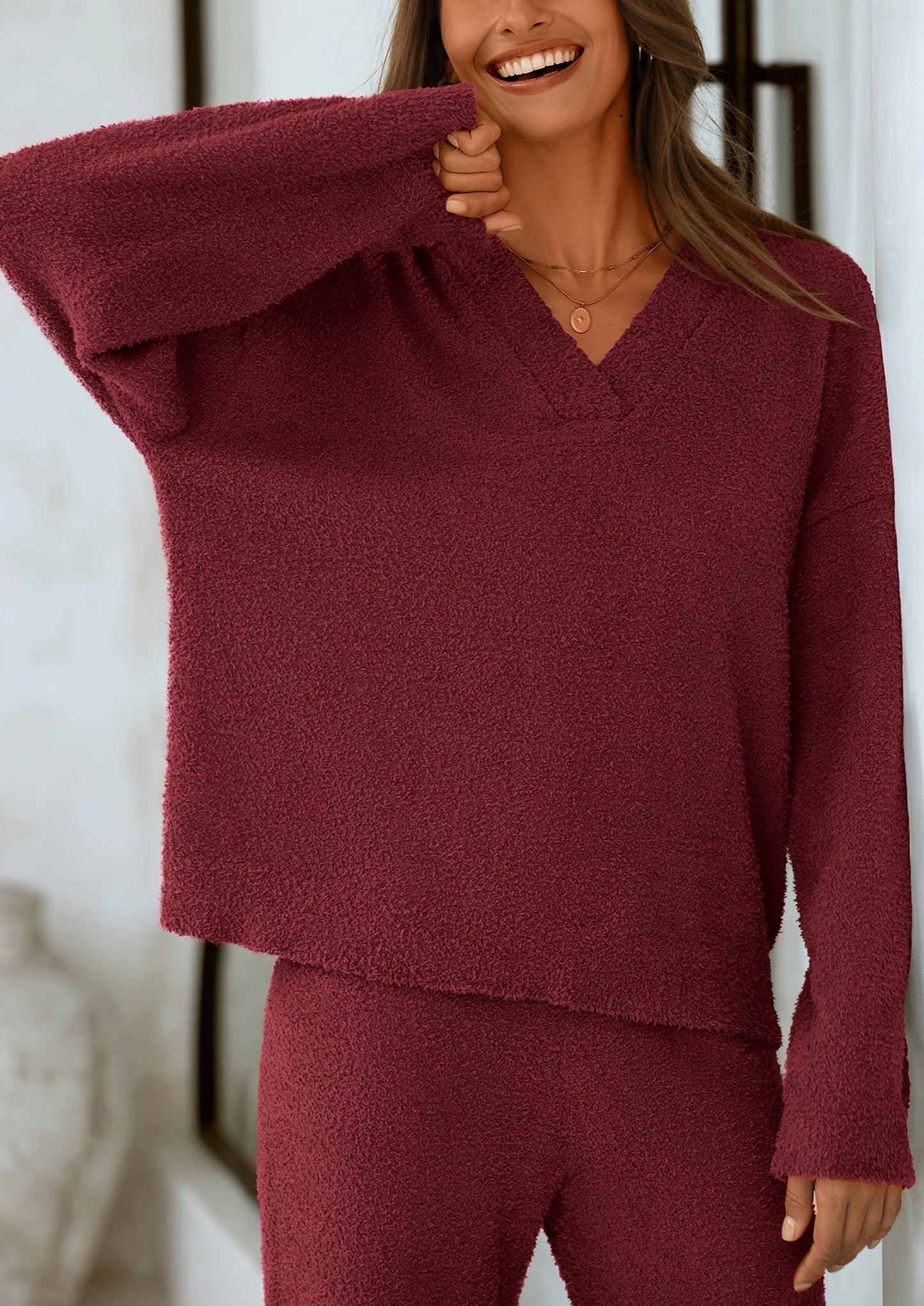 Lounge Sets for Women Two Piece Sweaters Pajama Set Fall Fashion Loungewear Outfits Matching Winter Clothes