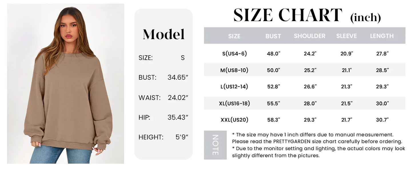 Oversized Sweatshirt for Women Fall Outfits Crewneck Long Sleeve Tops Fleece Pullover Winter Clothing