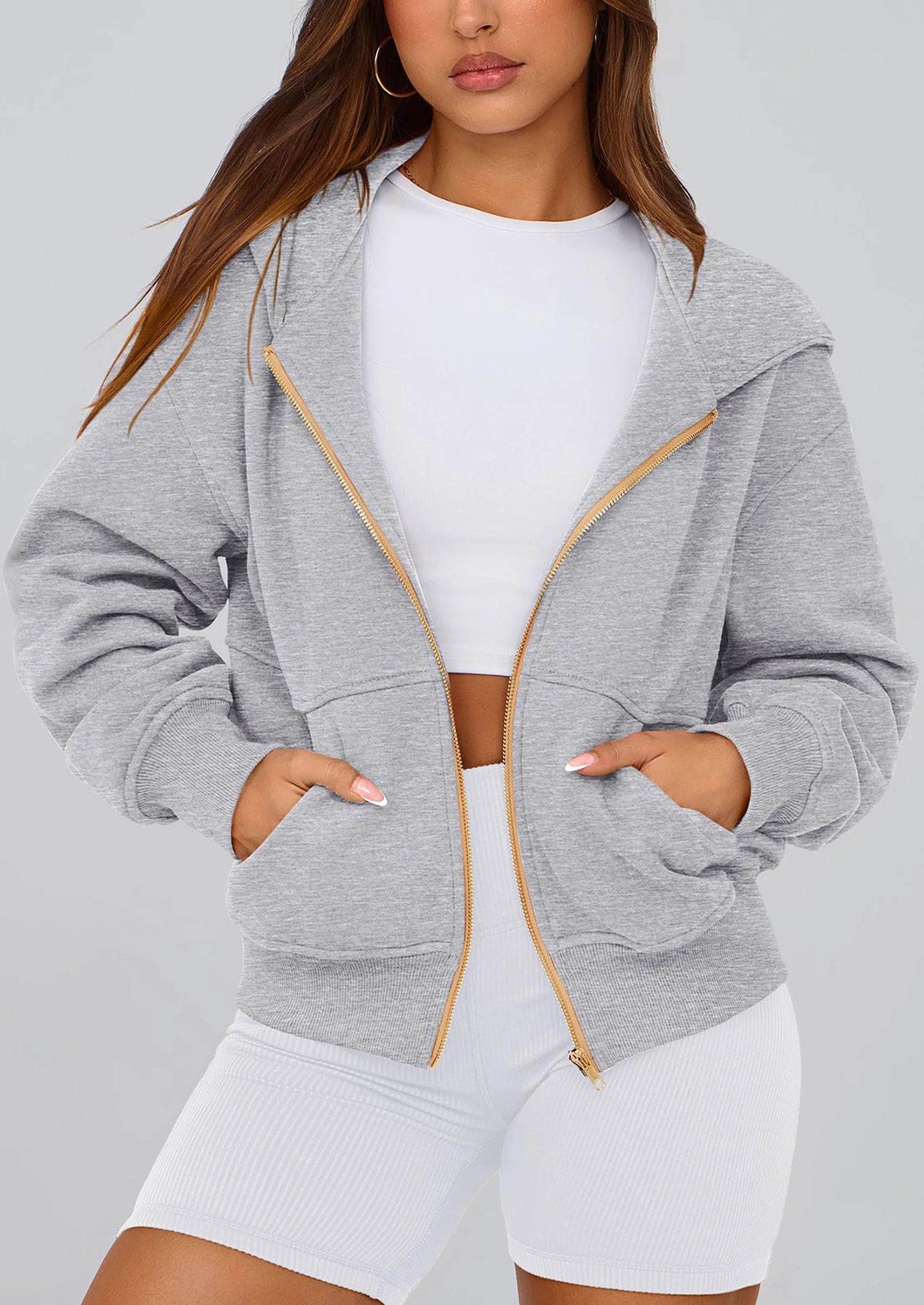 Hoodies For Women Sweatshirt Zip Up Hoodie Fall Fashion Trendy Long Sleeve Jackets Winter Clothing Outfits