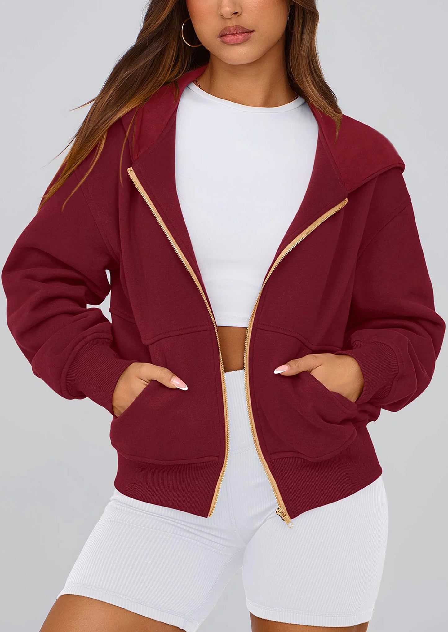 Hoodies For Women Sweatshirt Zip Up Hoodie Fall Fashion Trendy Long Sleeve Jackets Winter Clothing Outfits
