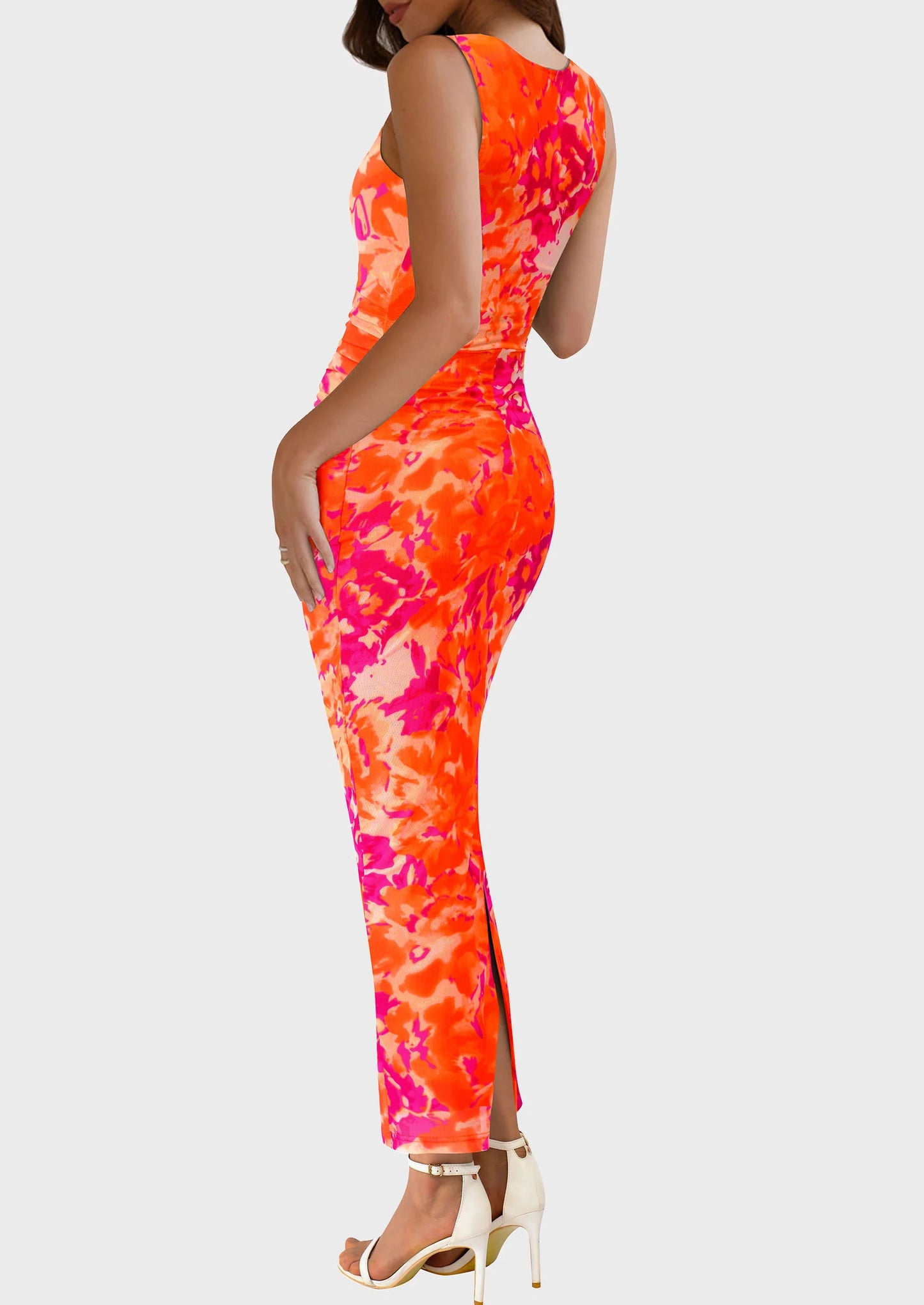 Wedding Guest Dresses for Women Spring Floral Bodycon Sleeveless Mesh Maxi Long Dress
