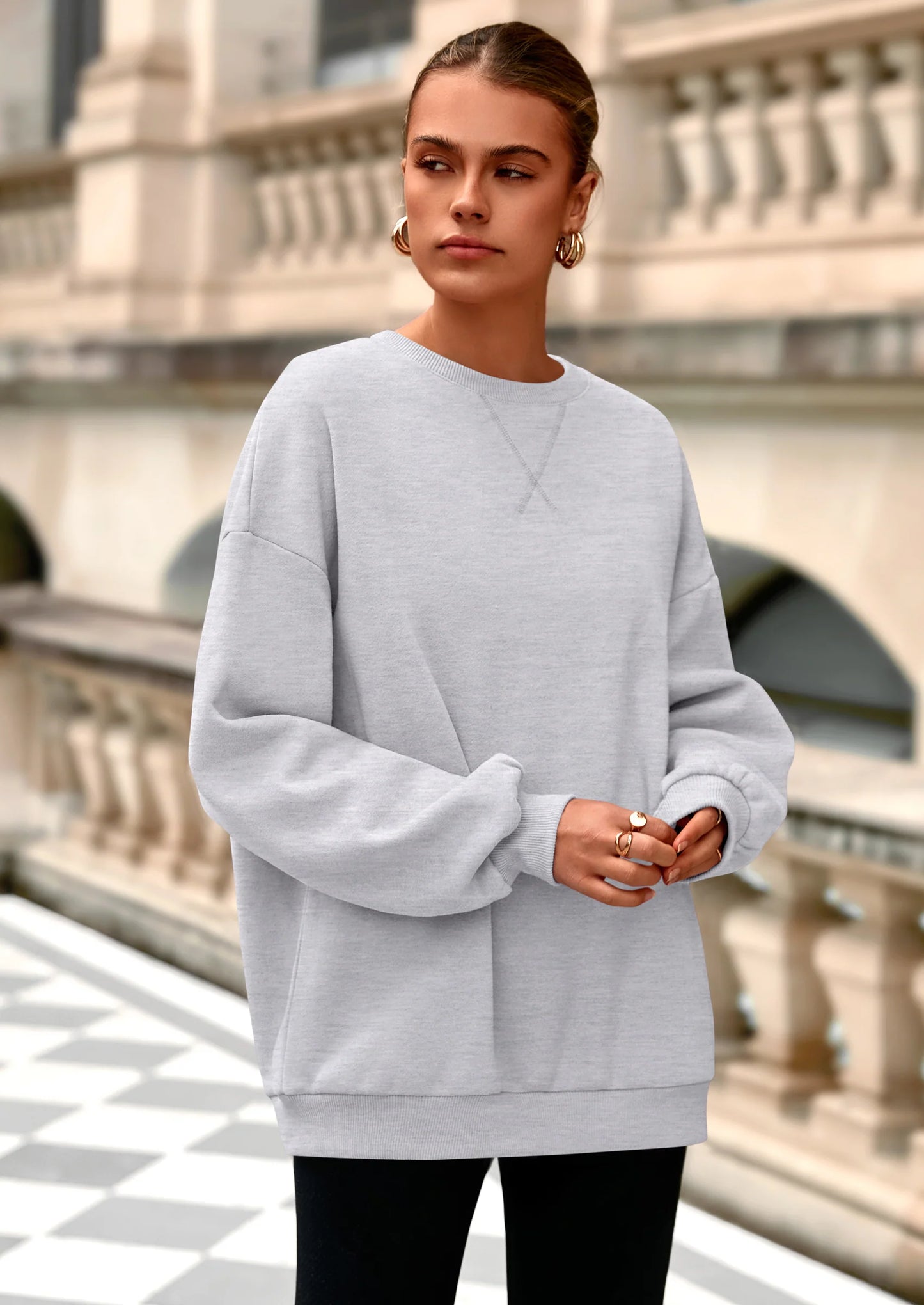 Oversized Sweatshirt for Women Fall Outfits Crewneck Long Sleeve Tops Fleece Pullover Winter Clothing