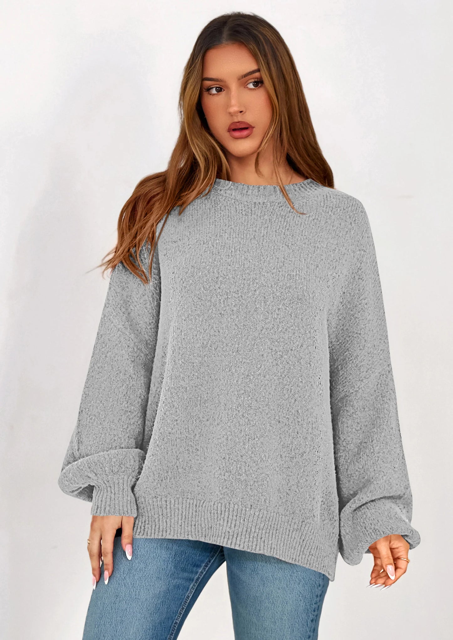 Sweaters for Women Fall Chunky Knit Long Sleeve Crew Neck Oversized Pullover Tops Winter Fashion Clothing