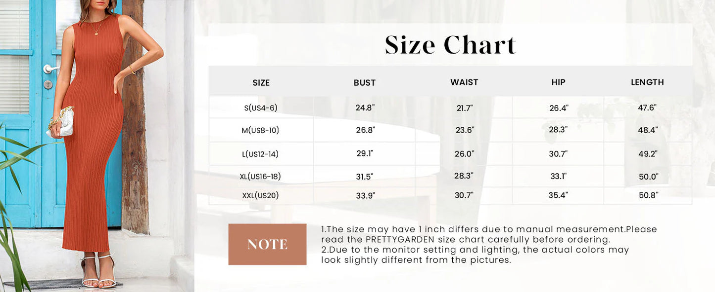 Women's Casual Maxi Dresses Ribbed Knit Sleeveless Bodycon Elegant Going Out Beach Vacation Clothes