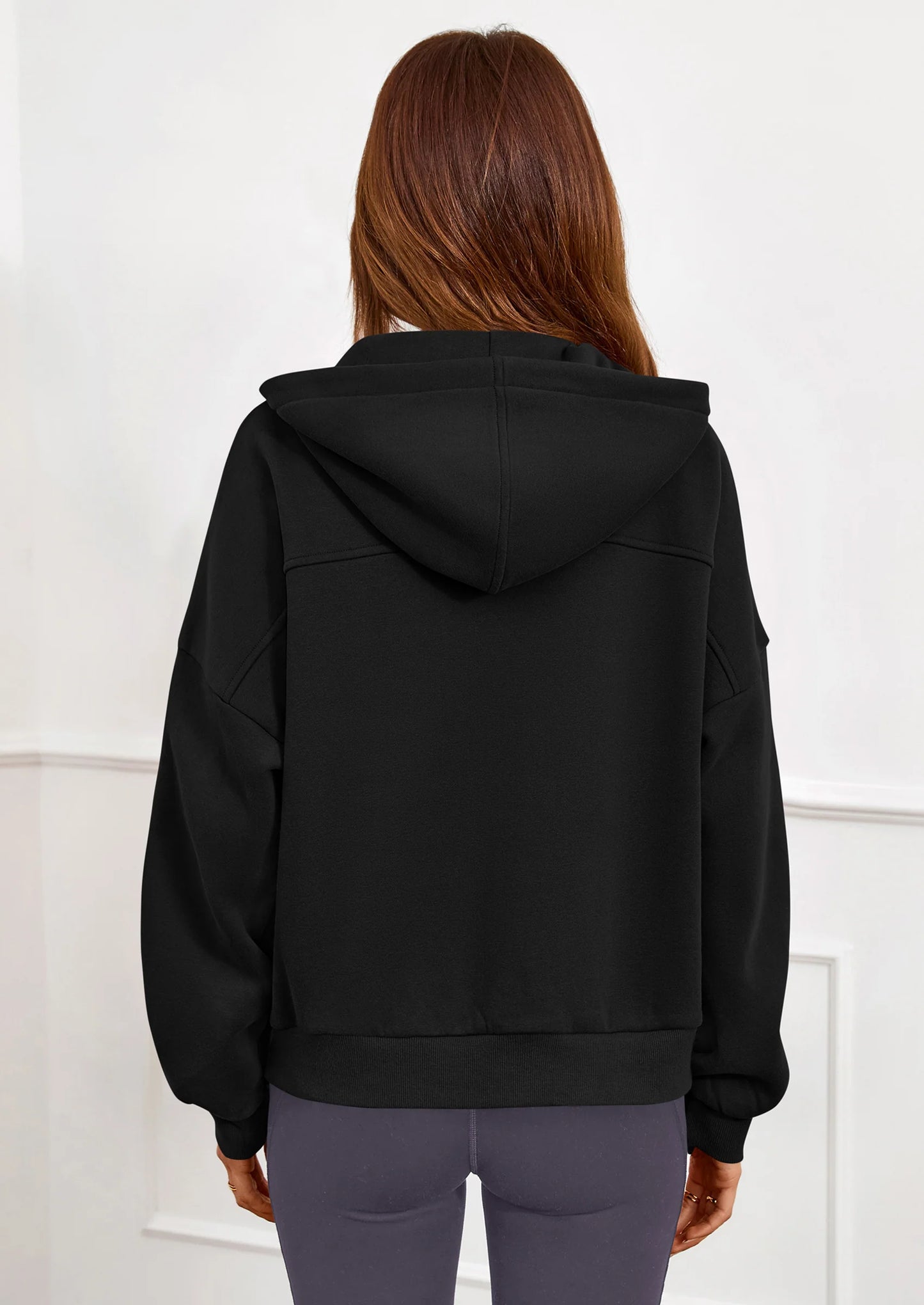 Womens Hoodies Cropped Fleece Sweatshirts Fall Fashion Quarter Zip Pullover Long Sleeve Tops Winter Clothes