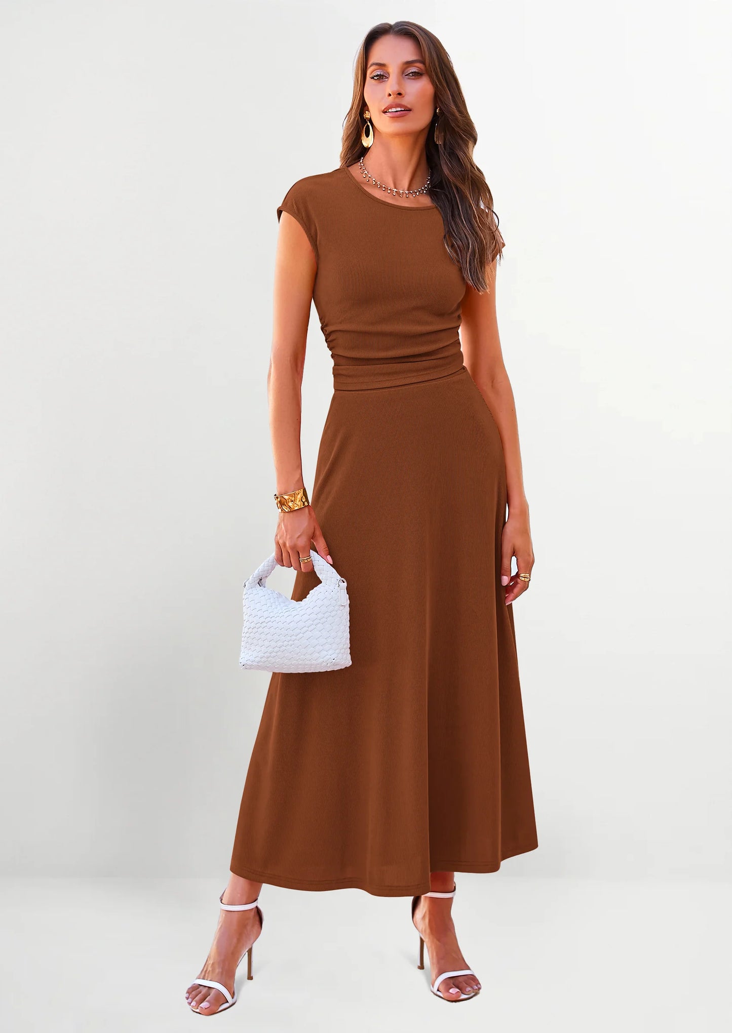 Summer Two Piece Skirt Set for Women Dressy Casual Knit Matching Travel Spring Vacation Lounge Outfits