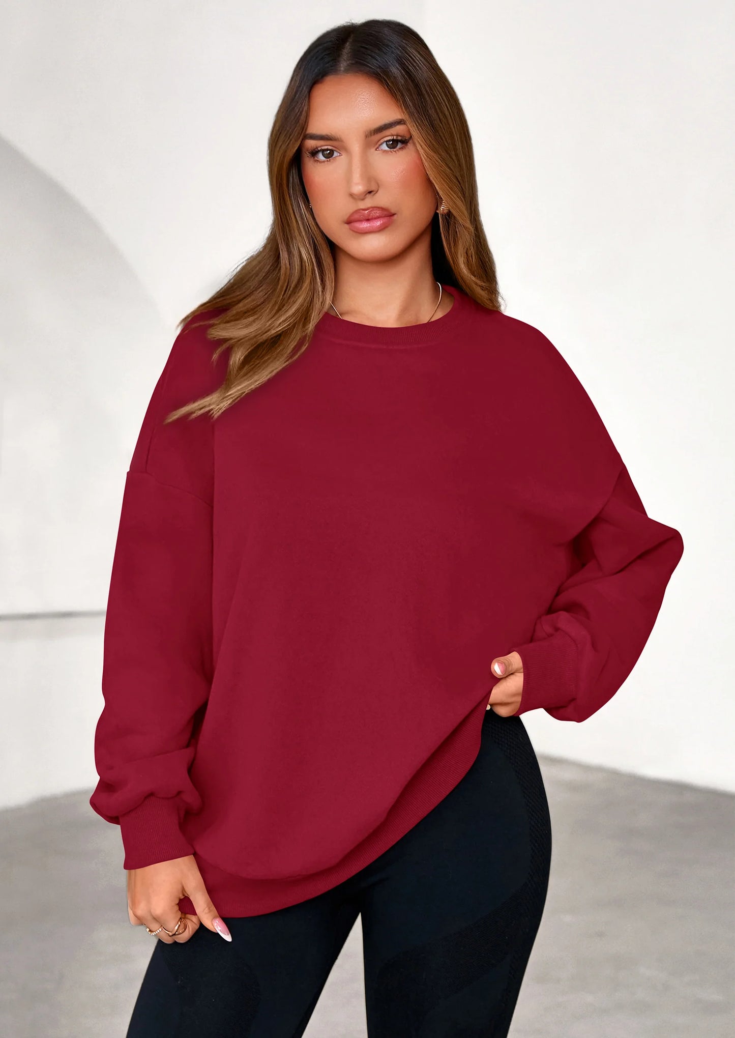 Sweatshirts for Women Oversized Crewneck Fleece Pullover Long Sleeve Tops Comfy Fall Winter Fashion Outfits