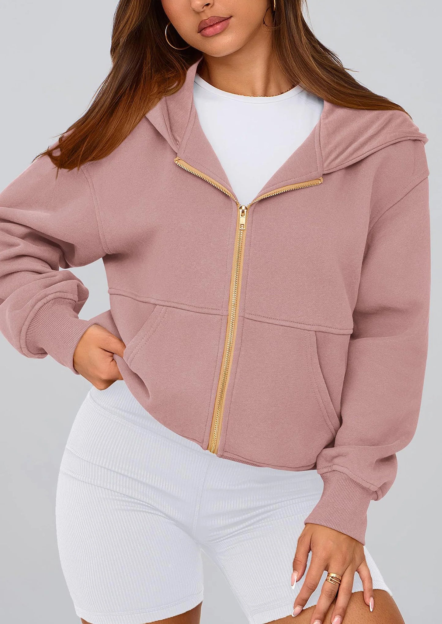 Hoodies For Women Sweatshirt Zip Up Hoodie Fall Fashion Trendy Long Sleeve Jackets Winter Clothing Outfits