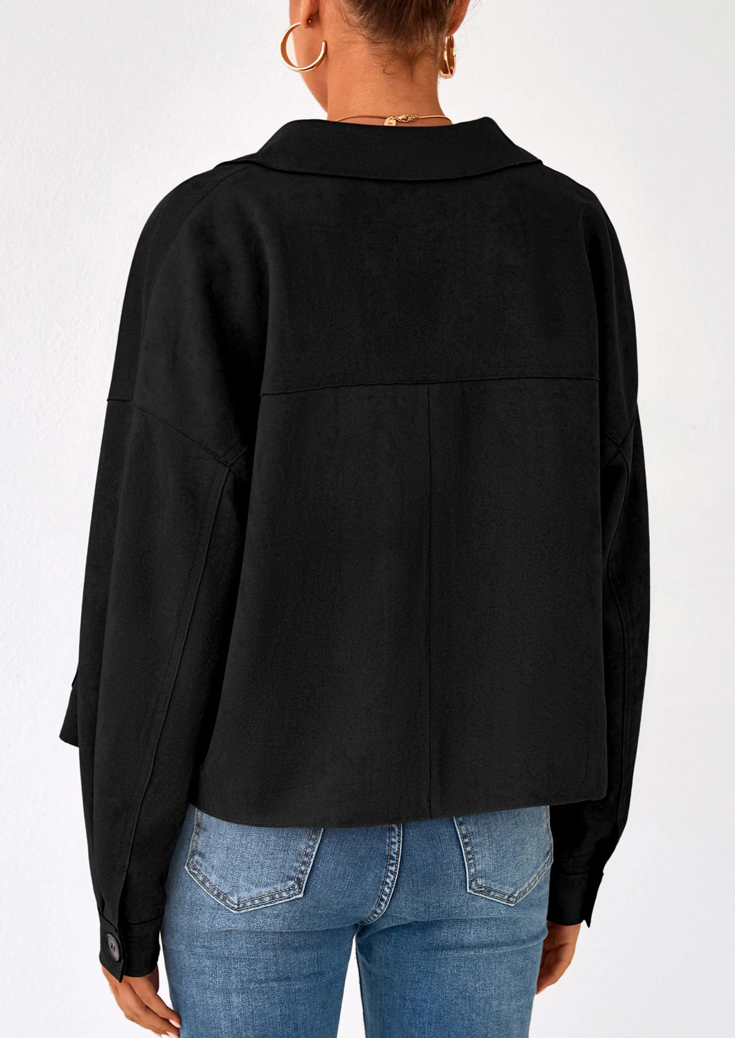 Women's Faux Suede Cropped Jacket Casual Lightweight Fall Fashion Winter Coats Outerwear Trendy Clothes
