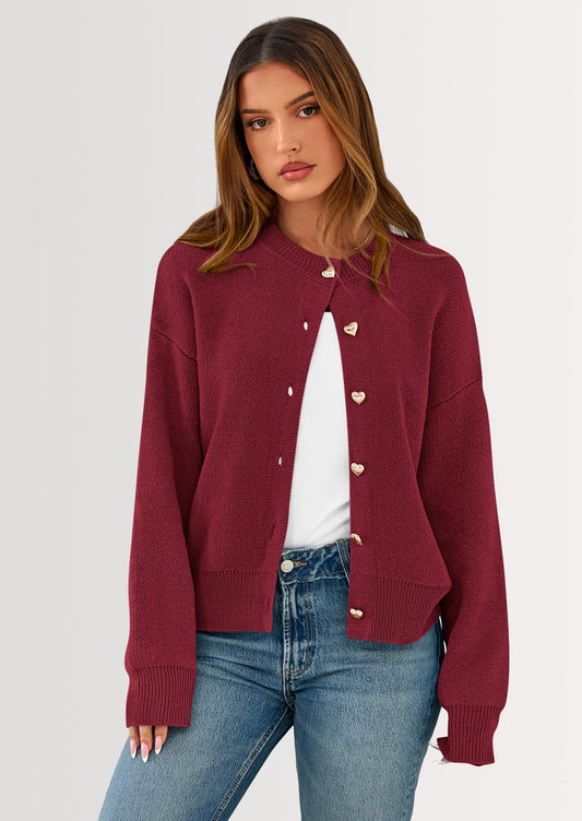 Cardigan Sweaters for Women Trendy Long Sleeve Open Front Button Down Jacket Fall Clothes Winter Coats