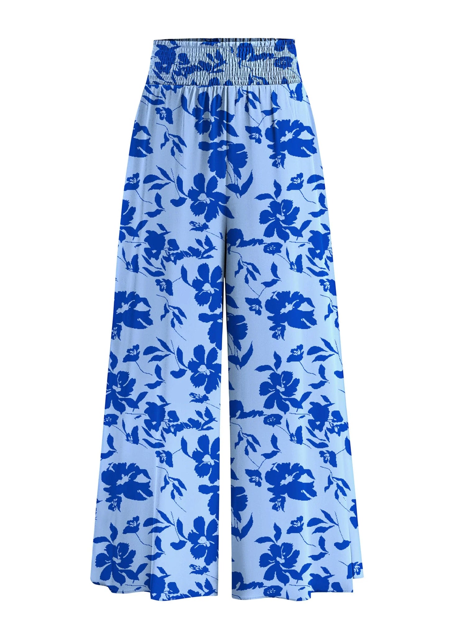 Casual Elastic High Waisted Pockets Boho Beach Wide Leg Palazzo Pants