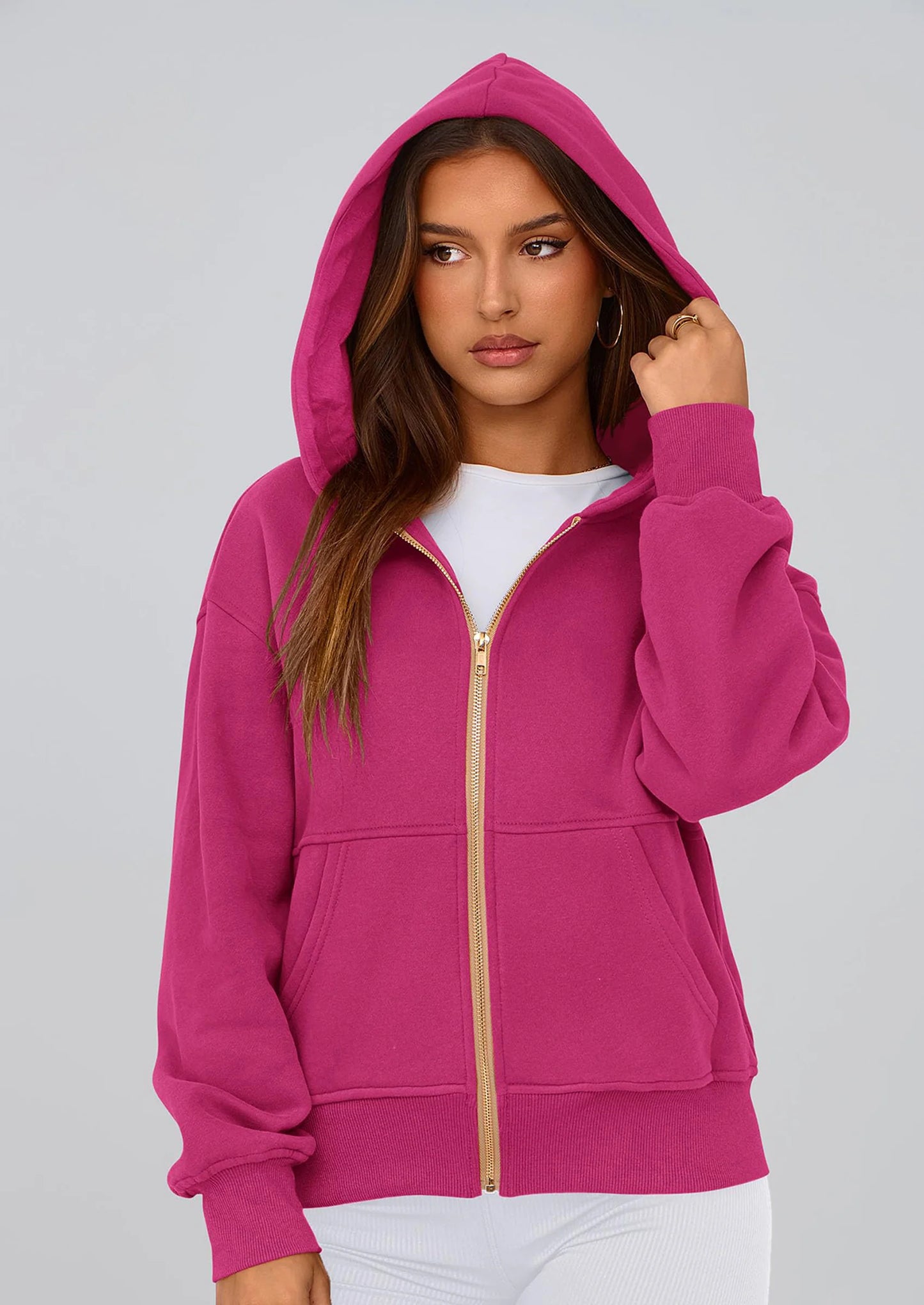 Hoodies For Women Sweatshirt Zip Up Hoodie Fall Fashion Trendy Long Sleeve Jackets Winter Clothing Outfits