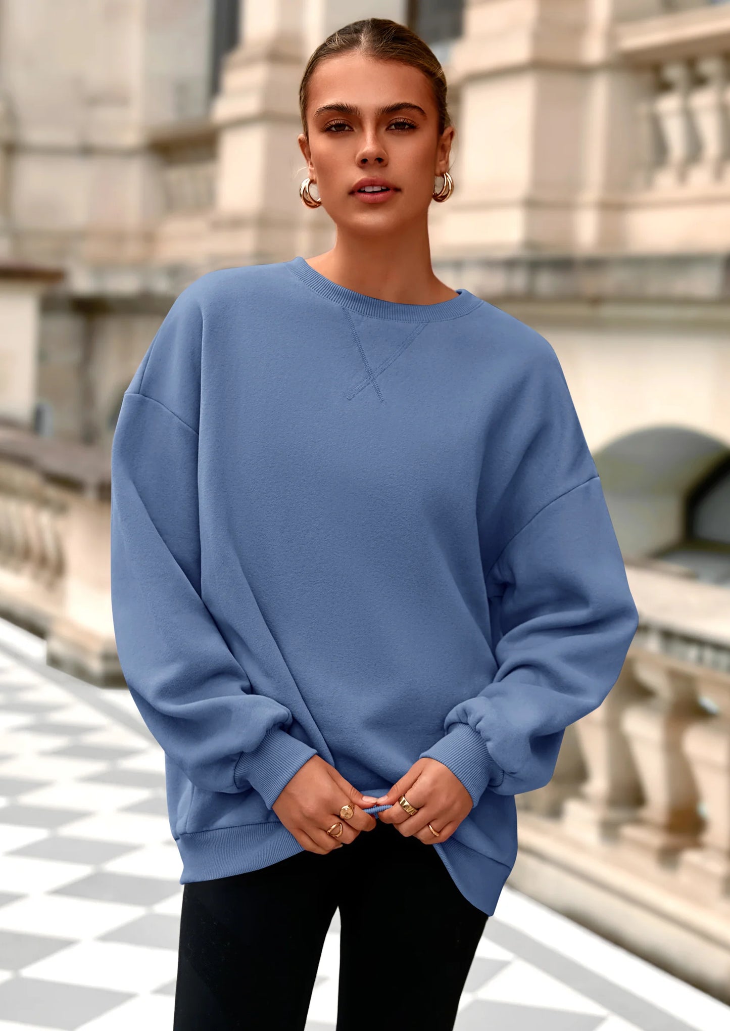 Oversized Sweatshirt for Women Fall Outfits Crewneck Long Sleeve Tops Fleece Pullover Winter Clothing