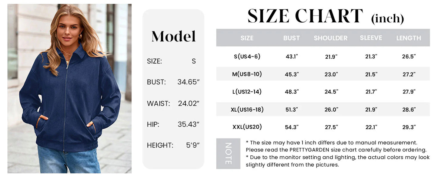 Women's Faux Suede Motorcycle Jacket Trendy Fall Fashion Oversized Zip Up Coats Winter Clothes Outerwear