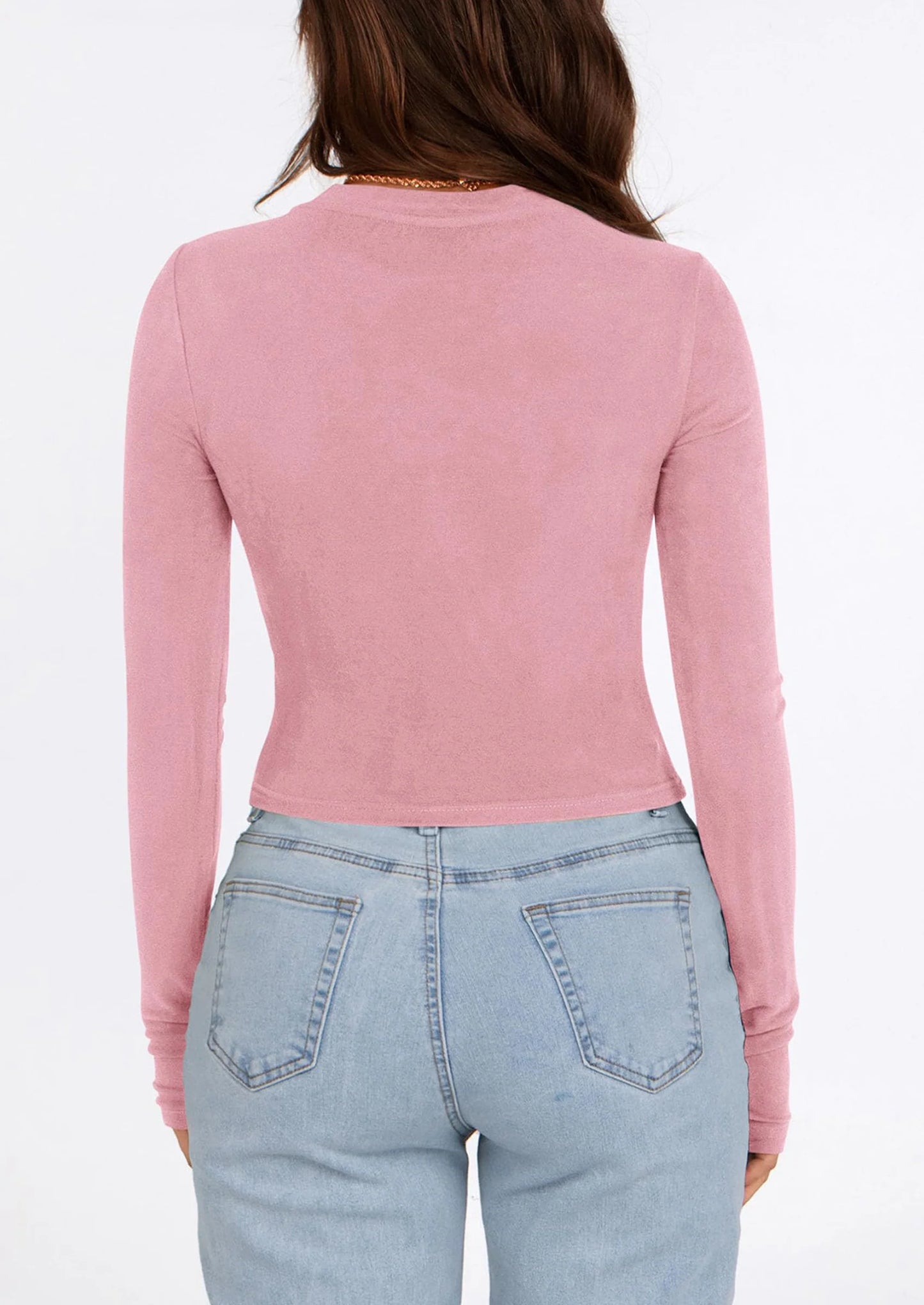 Women's Long Sleeve Crop Tops Y2K Spring Fall Fashion Clothes Basic Slim Fit Tee Shirts Blouse