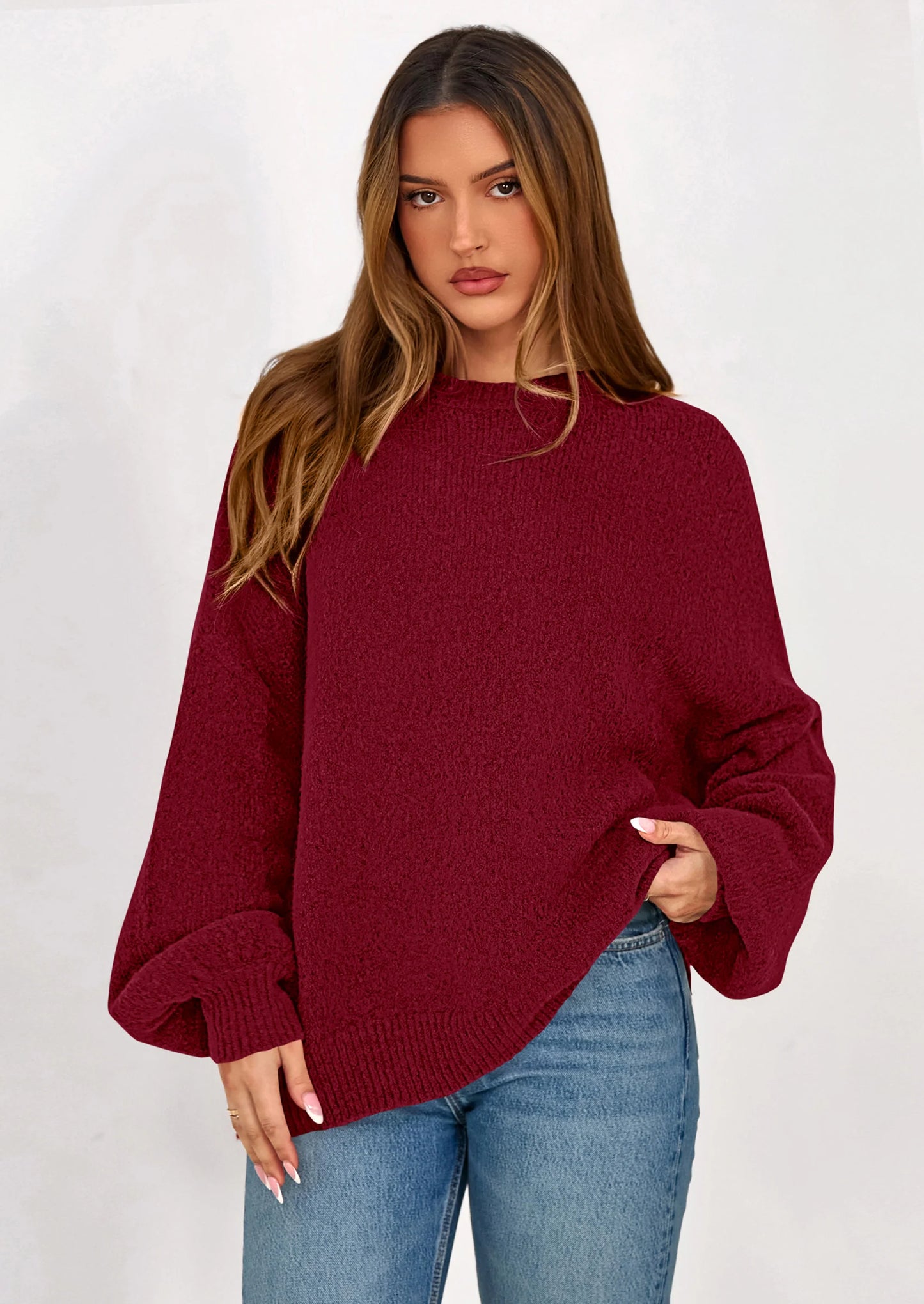 Sweaters for Women Fall Chunky Knit Long Sleeve Crew Neck Oversized Pullover Tops Winter Fashion Clothing
