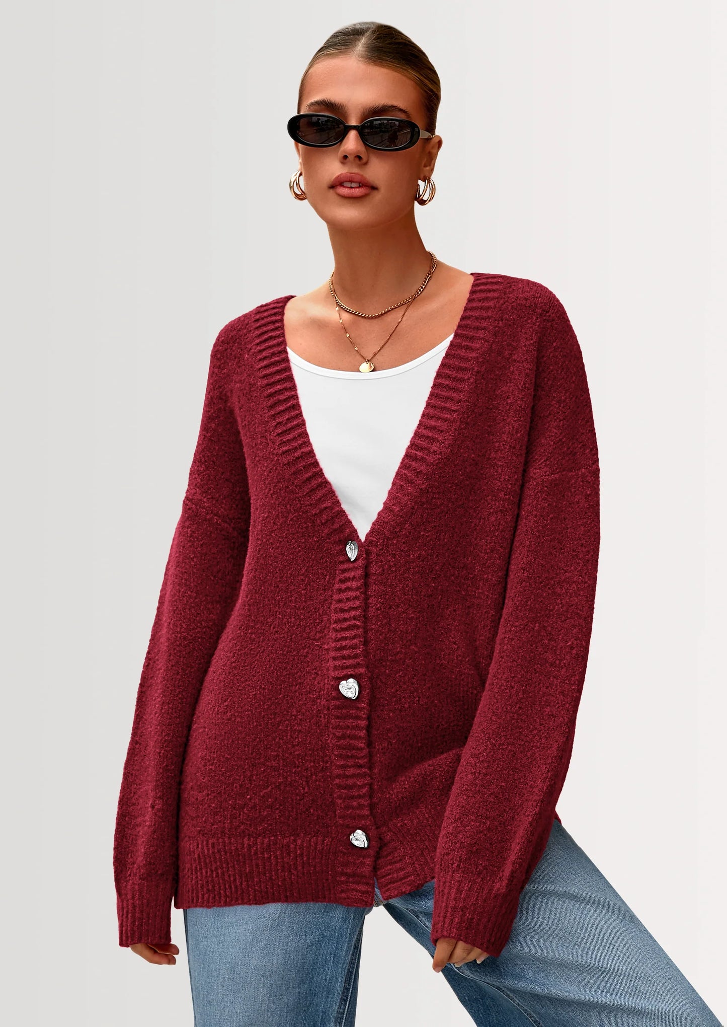 Cardigan Sweaters for Women Trendy Fall Long Sleeve Button Down Oversized Chunky Knit Sweater Outerwear