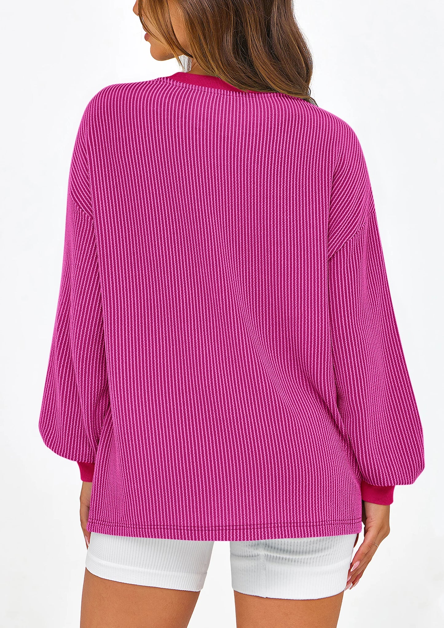Women's Long Sleeve Tee Shirts Spring Fall Trendy Clothes Casual Loose Crewneck Ribbed Blouse Tunic Tops