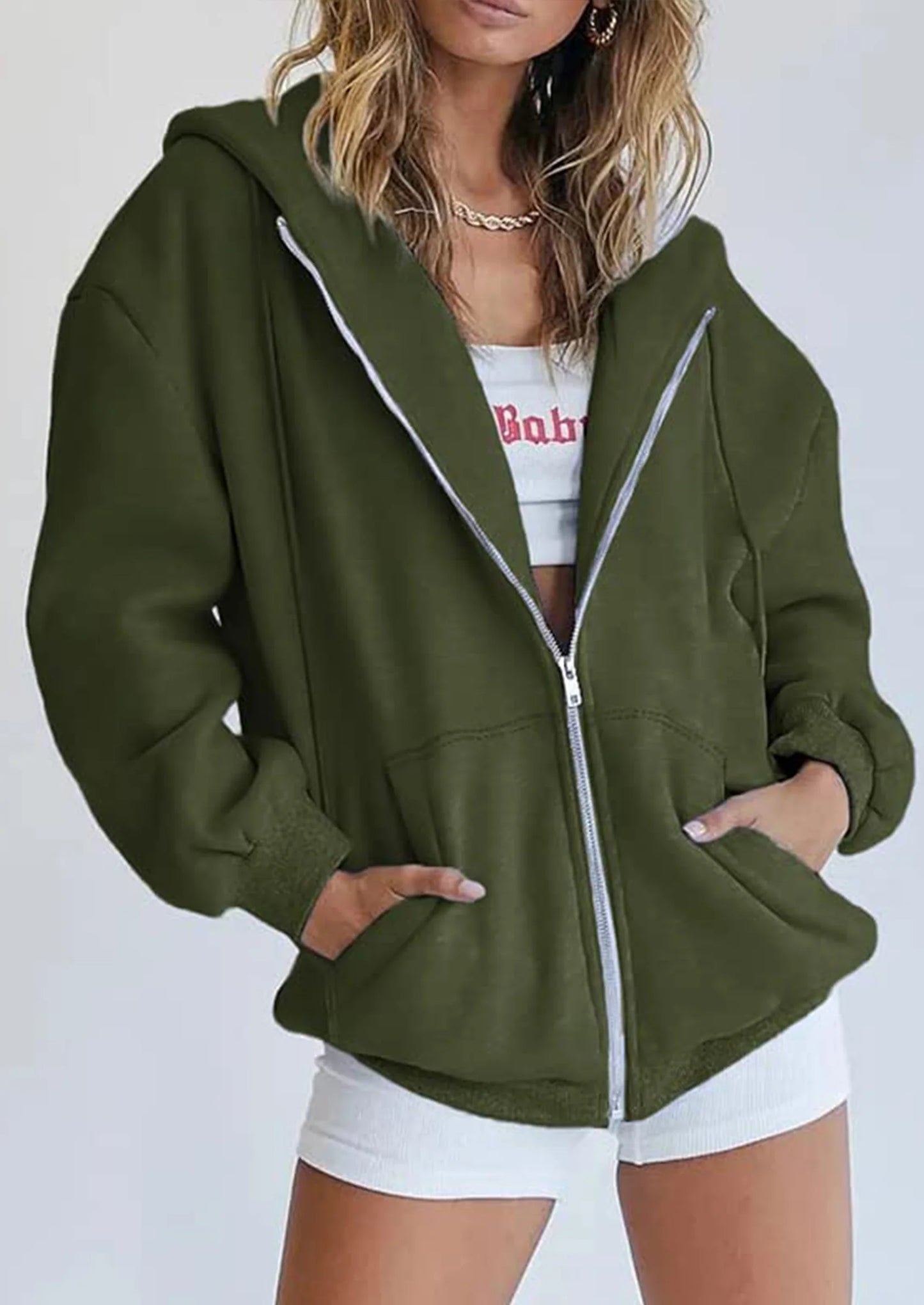 Women's Zip Up Y2K Hoodies Casual Long Sleeve Sweatshirts Fall Spring Track Jackets with Pockets