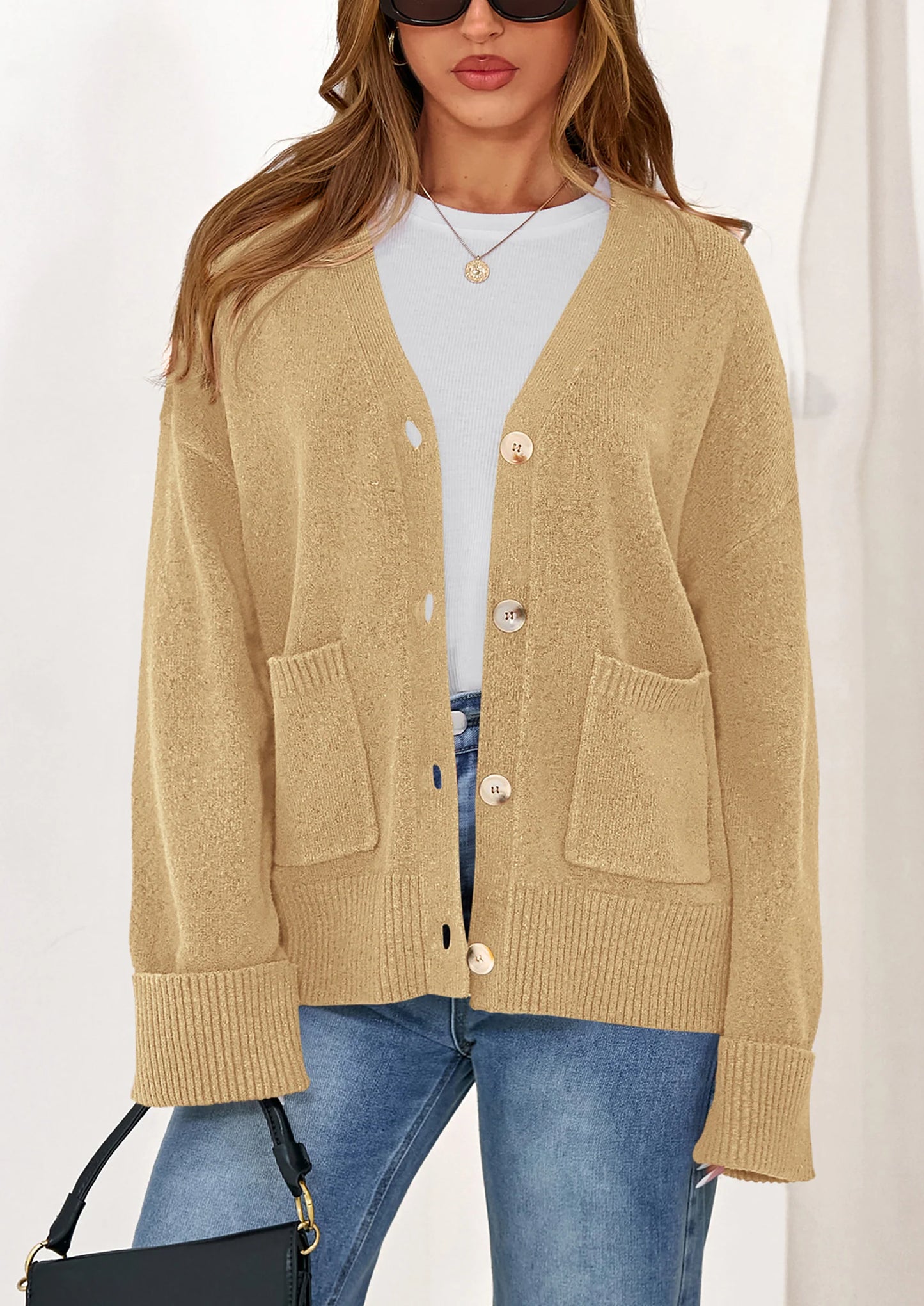 Women's Oversized Cardigan Sweaters Trendy Chunky Knit Long Sleeve V Neck Button Down Fall Winter Outfits