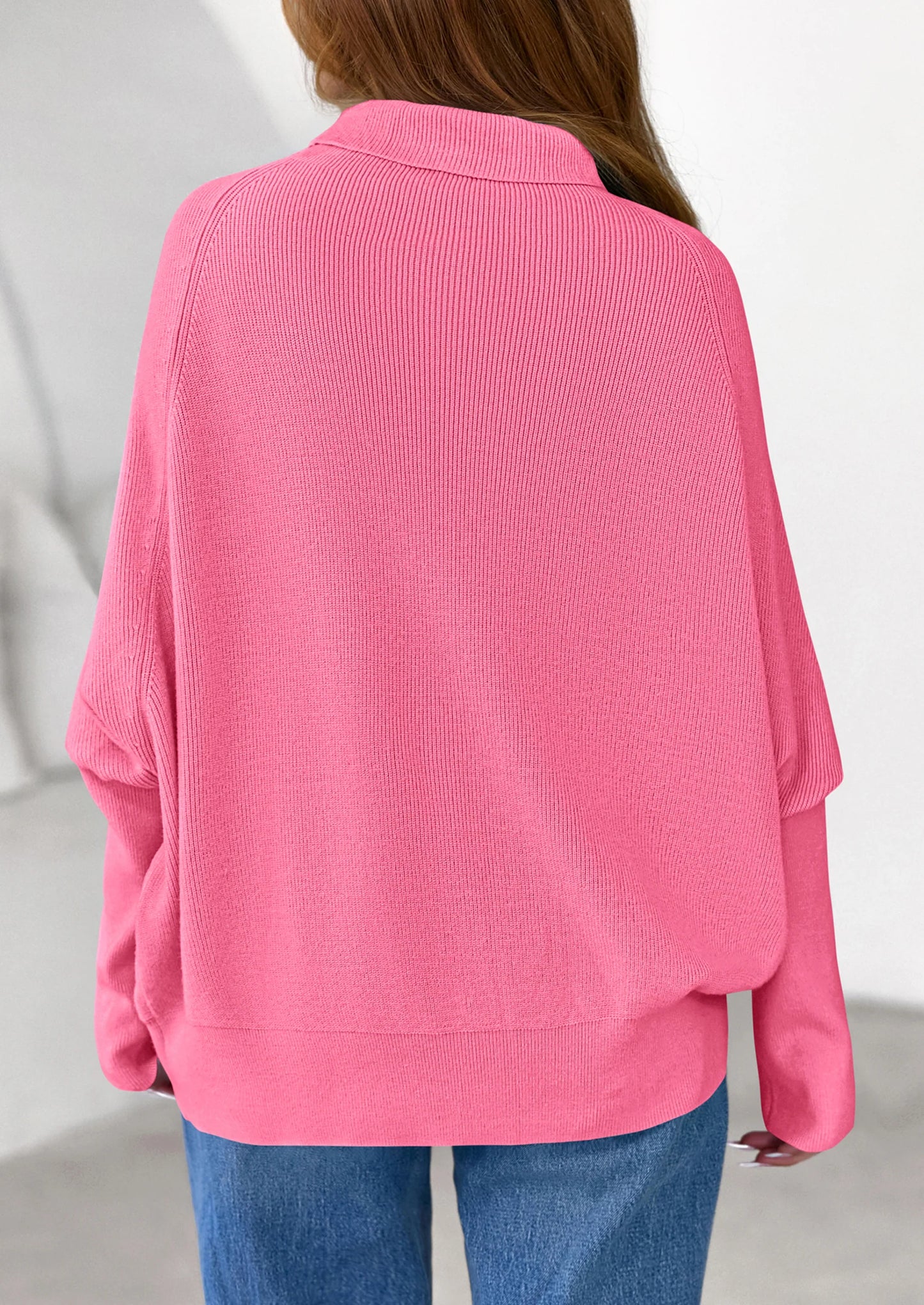 Womens Sweaters Fall Fashion Casual Loose Turtleneck Batwing Long Sleeve Knit Sweater Pullover Tops