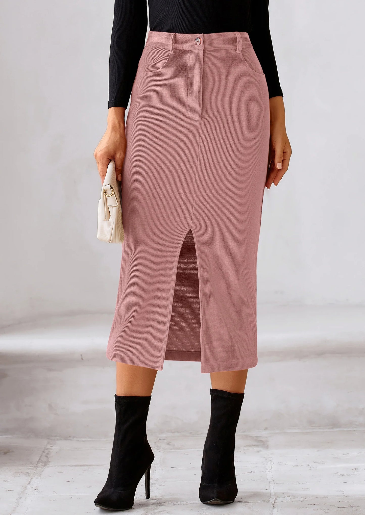 Corduroy Skirt Women Fall Fashion High Waisted Pencil Midi Skirts Business Casual Work Office Winter Outfit